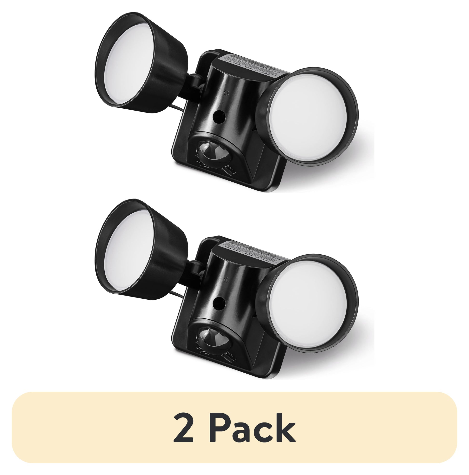 (2 pack) Hyper Tough 2-Head LED Direct Wire Motion Sensing Outdoor Security Light, Black, 120 Degrees, 2500 Lumens, 120V