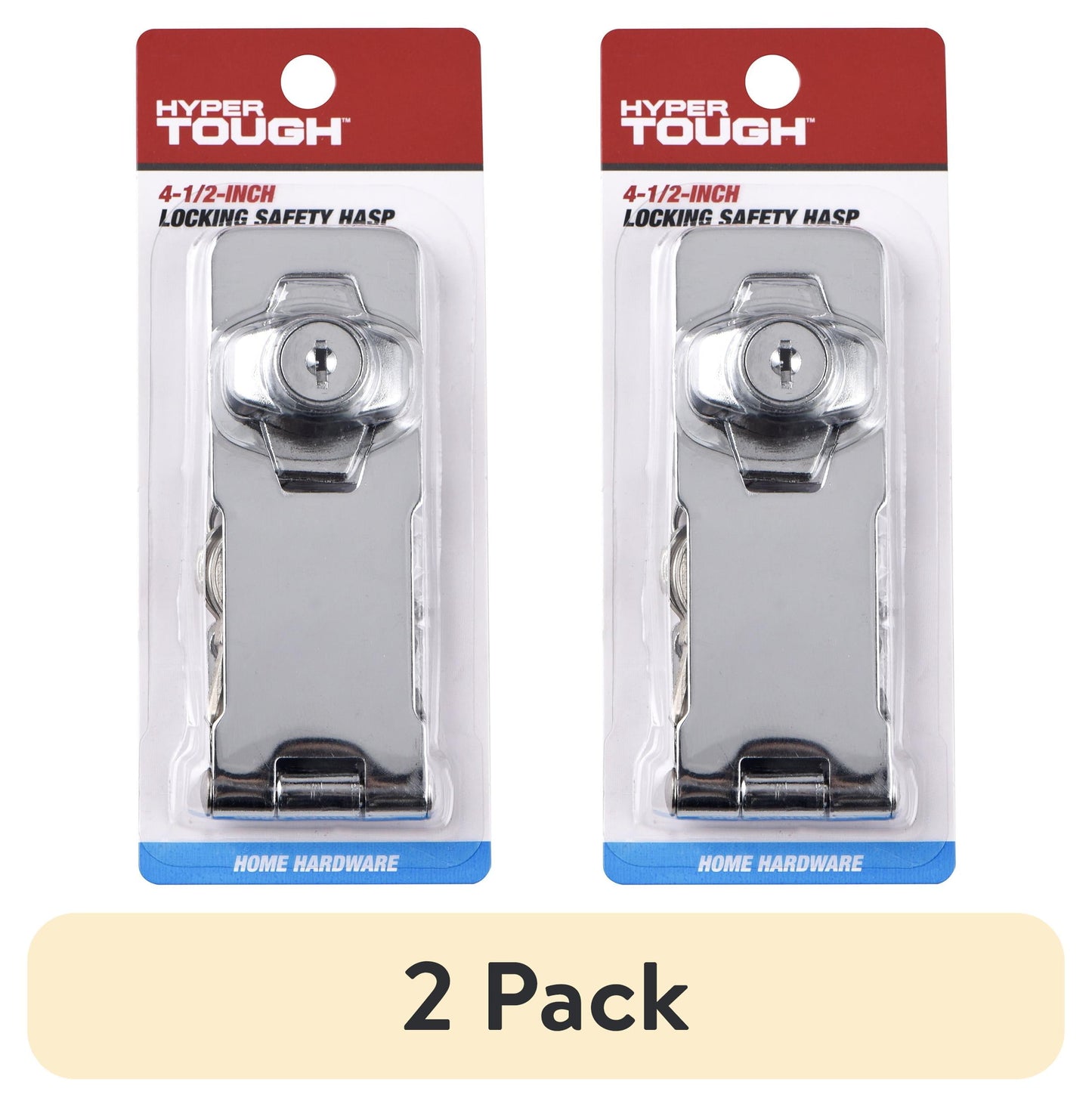Hyper Tough 4.5 inch. New Steel Locking Safety Hasp, Chrome Plated