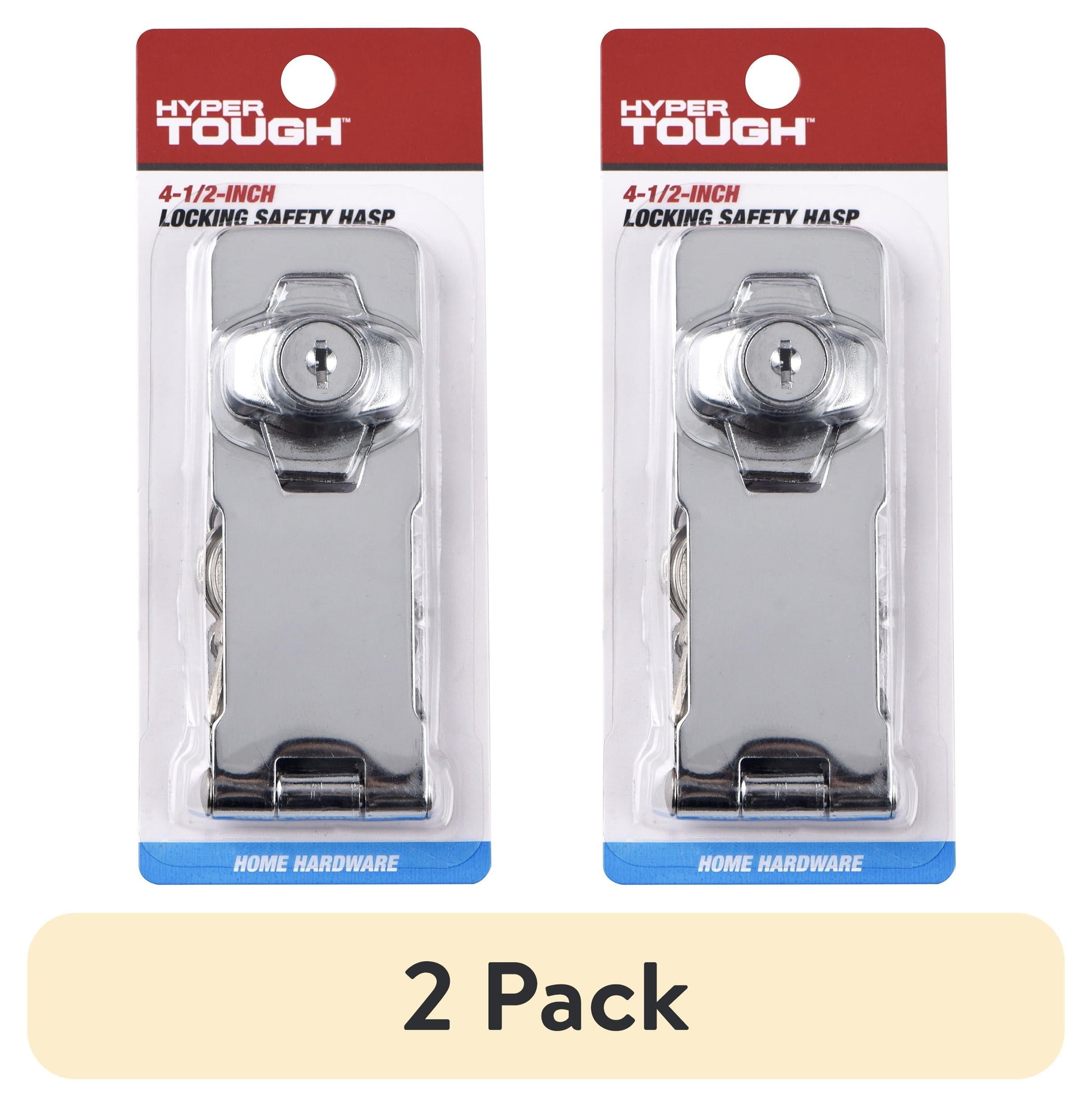 Hyper Tough 4.5 inch. New Steel Locking Safety Hasp, Chrome Plated