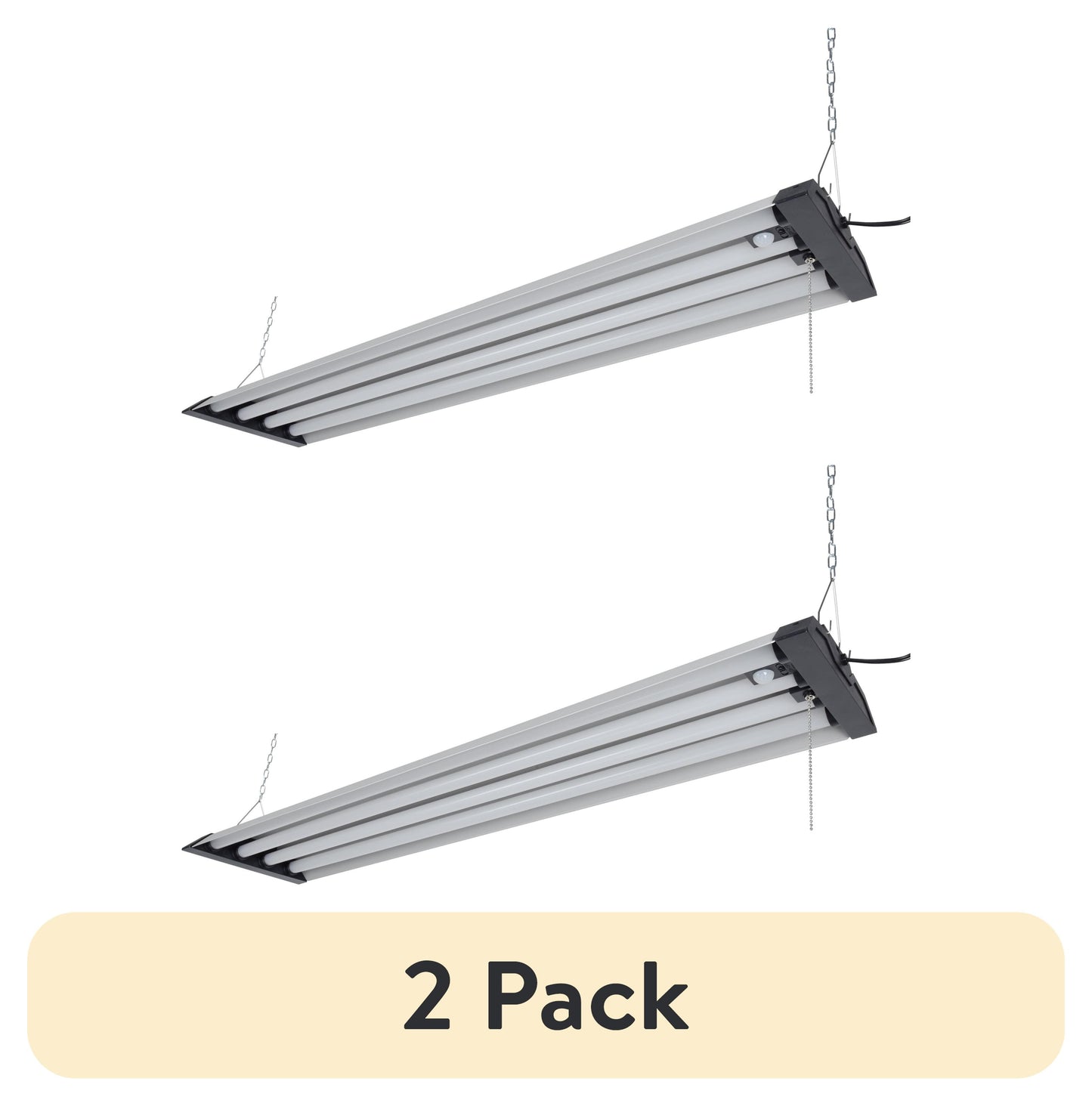 (2 pack) Hyper Tough 4-ft 10000 Lumen Plug-in 4-Tube Integrated LED Shop Light Fixture, Grey Finish (1 Pack)