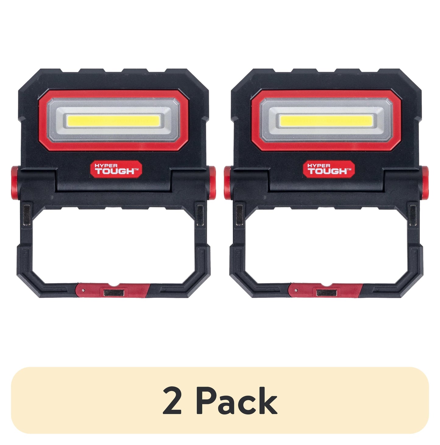 (2 pack) Hyper Tough 500 Lumens Area Light with Pivoting Stand and Strong Magnet, Powered by 3 AA Battery