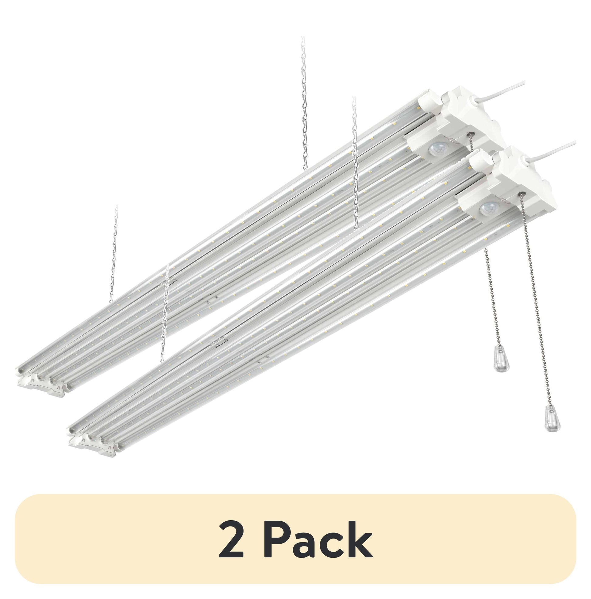 (2 pack) Hyper Tough 7000 Lumen 4 ft LED Garage Shop Light, 4-Tube Linkable Fixture with Motion Sensor and Adjustable Panels