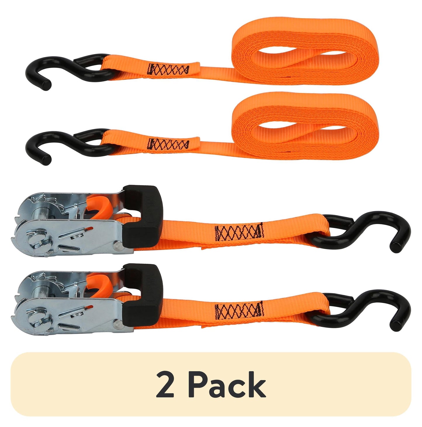(2 pack) Hyper Tough Brand 1â€x14' Tie-Downs Ratchet 1000lbs Work Load with "S" Hooks 2 - Pack