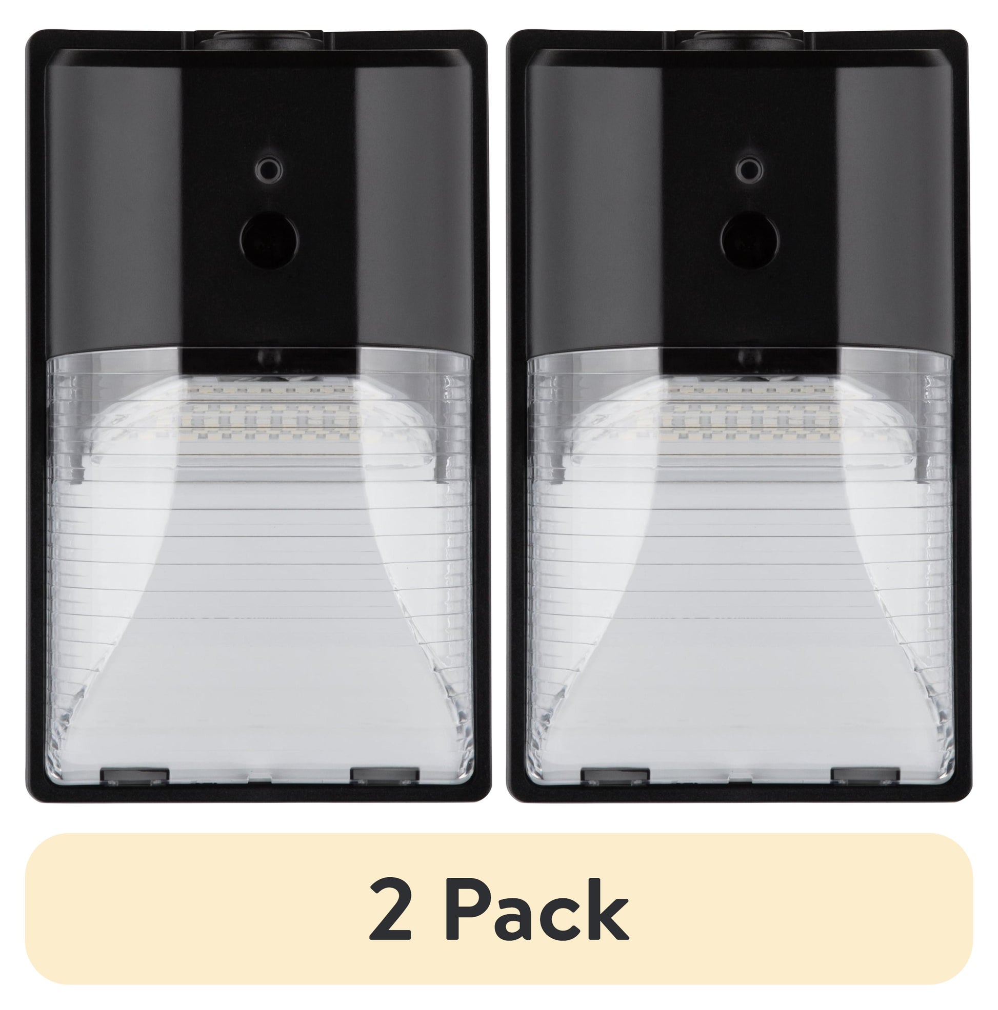 (2 pack) Hyper Tough Direct Wire Pak Light with Clear Lens Cover, Dusk to Dawn, Black, 2000 Lumens, 120V