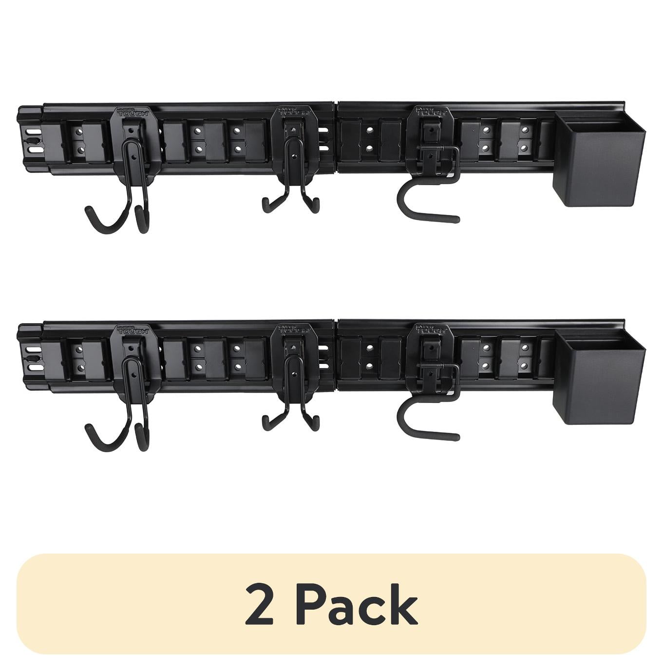 (2 pack) Hyper Tough Hyper Stack 32-Inch Wall Storage System, 6-Piece Set with Hooks and Bin, Black