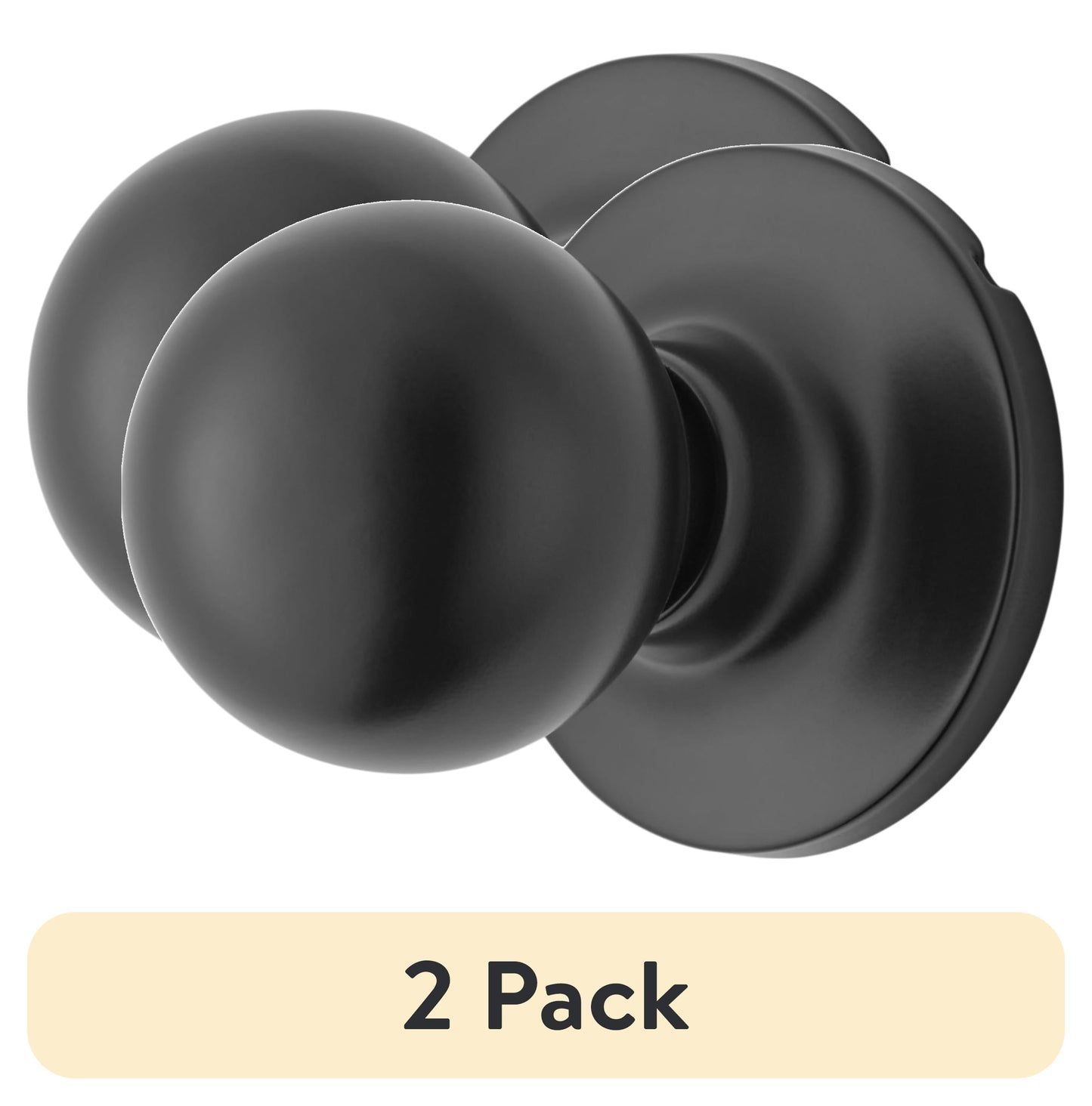 (2 pack) Hyper Tough Interior Non-Locking Ball Passage Hall & Closet Doorknob Matte Black Finish