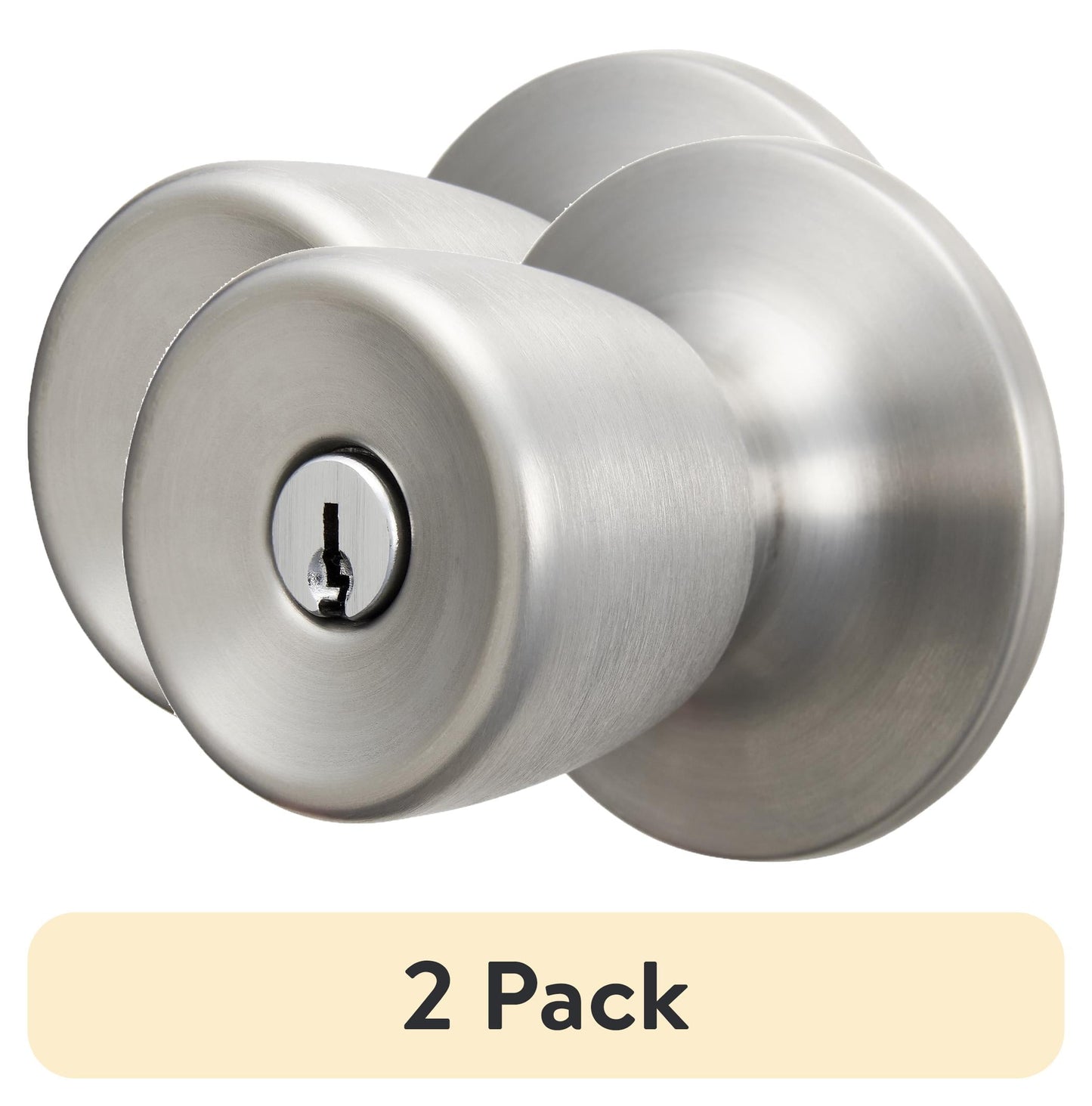 (2 pack) Hyper Tough Keyed Entry Tulip Style Doorknob and Deadbolt Combo pack, Stainless Steel Finish