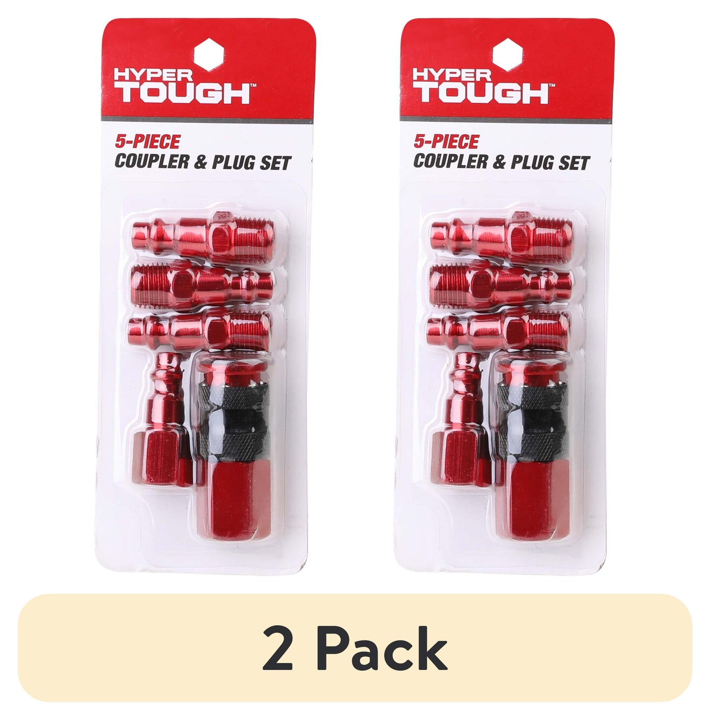 Hyper Tough Red Aluminum Universal Air Coupler & Plug Set 5 Piece, 13-205RHT, Weight: 0.15lbs