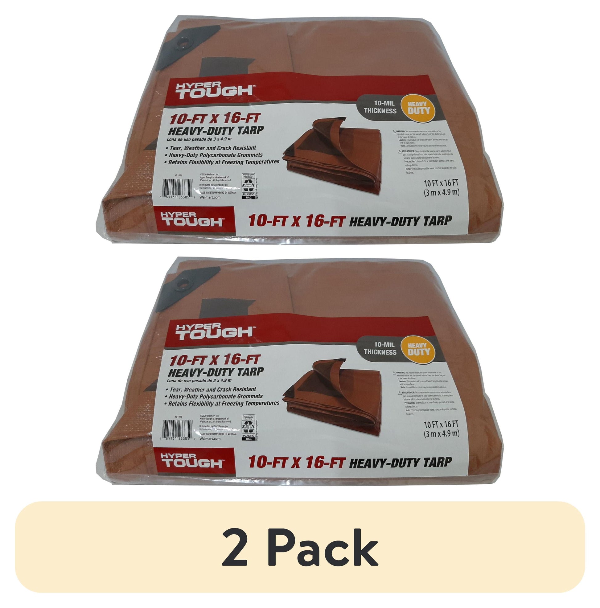 (2 pack) Hyper Tough Weather Resistant Heavy Duty 10 x 16' Polyethylene Tarp