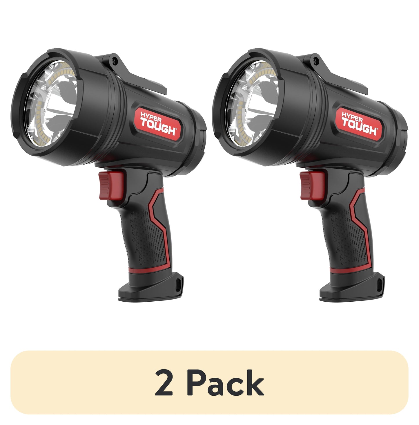 (2 pack) HyperTough Dual Power Rechargeable Spotlight, 2000 Lumens, Ideal for Emergencies and Power Outages