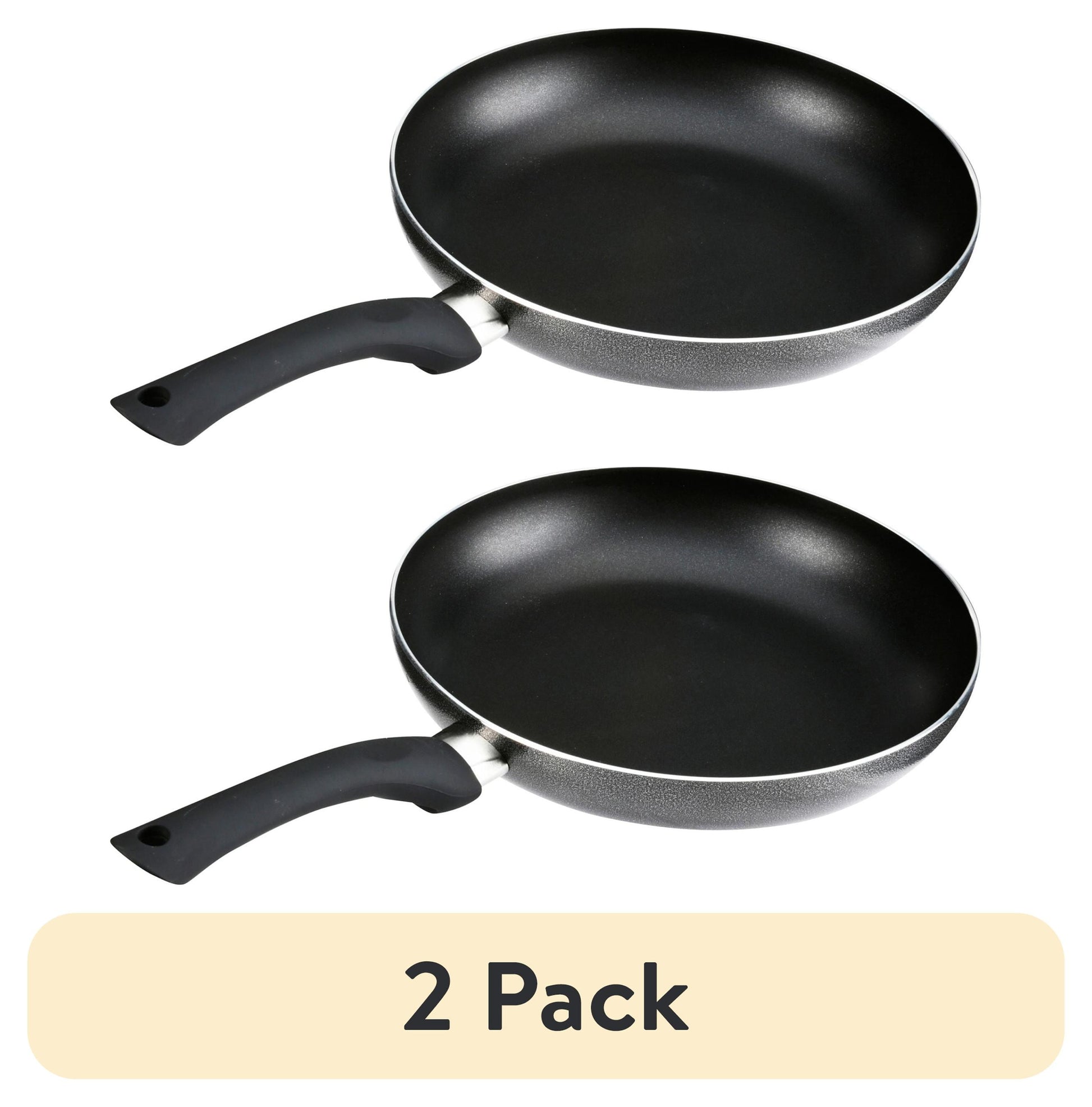 (2 pack) IMUSA  12in Charcoal Aluminum Nonstick Fry Pan with Soft Touch Handle, Black