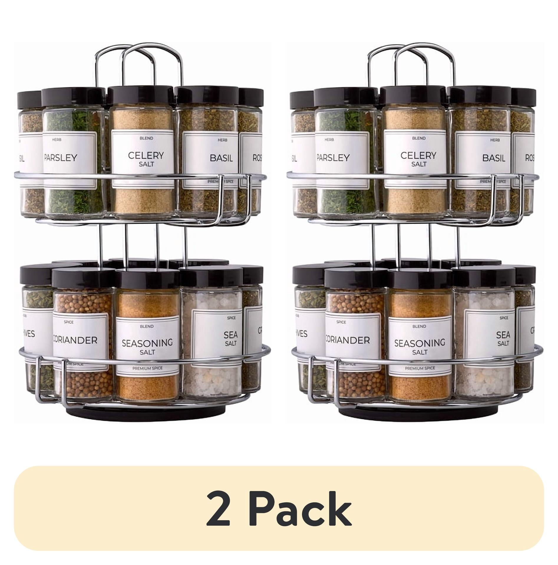 (2 pack) Kamenstein 16 Jar Revolving Spice Rack, Chrome Wire, Pre-Filled