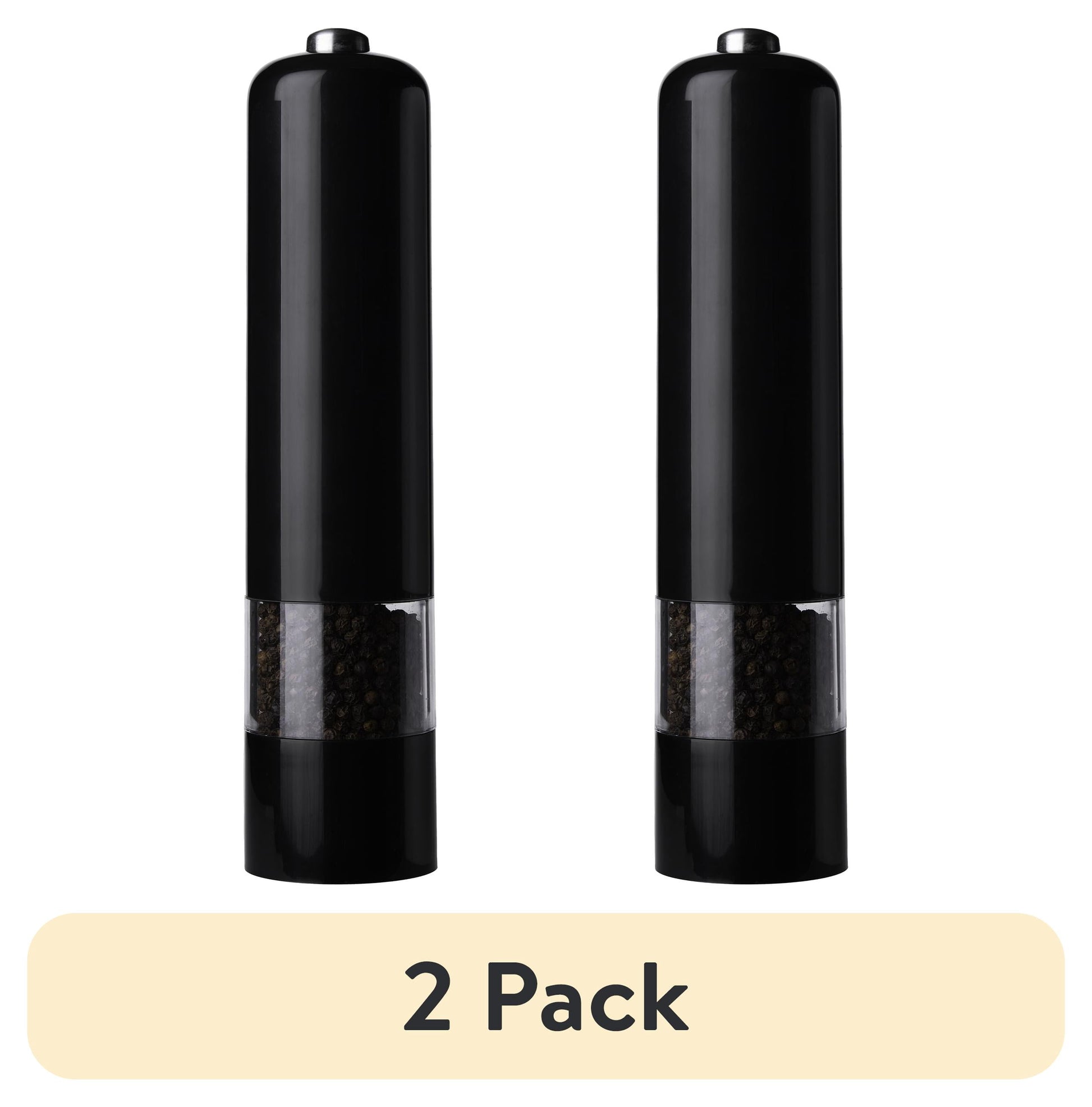 Kamenstein 8-Inch Battery Operated Prefilled Salt & Pepper Grinder Set, Black & White