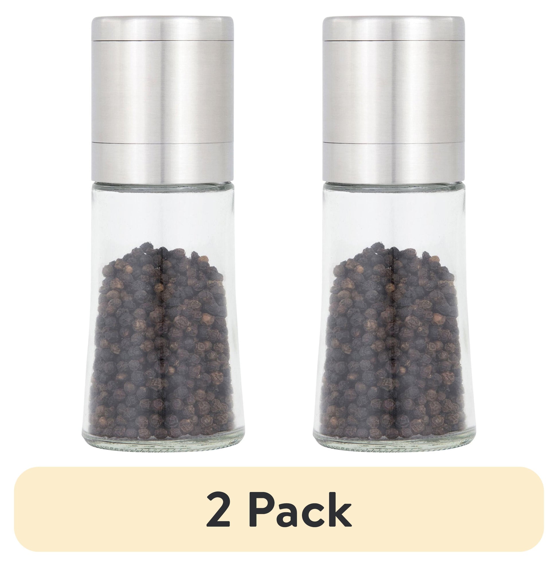 (2 pack) Kamenstein Elite Prefilled Salt and Pepper Grinder Set with Adjustable Grinder