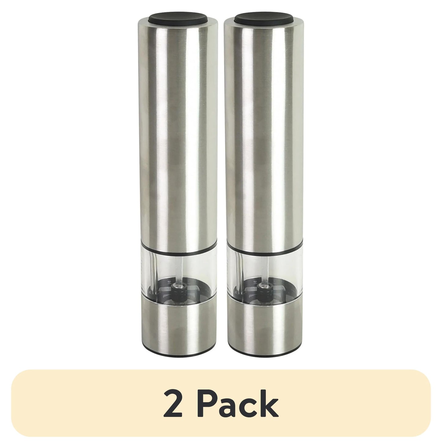 (2 pack) Kamenstein Battery Operated Stainless Steel Salt and Pepper Grinder Set of Two