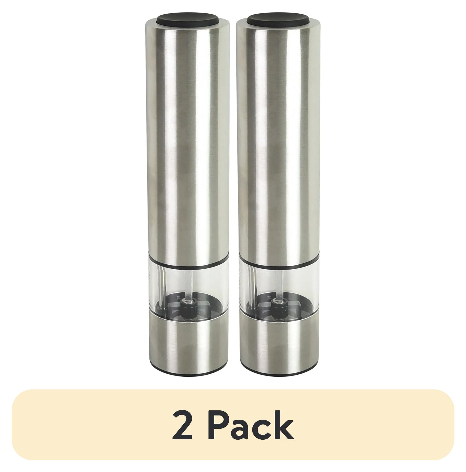 (2 pack) Kamenstein Battery Operated Stainless Steel Salt and Pepper Grinder Set of Two