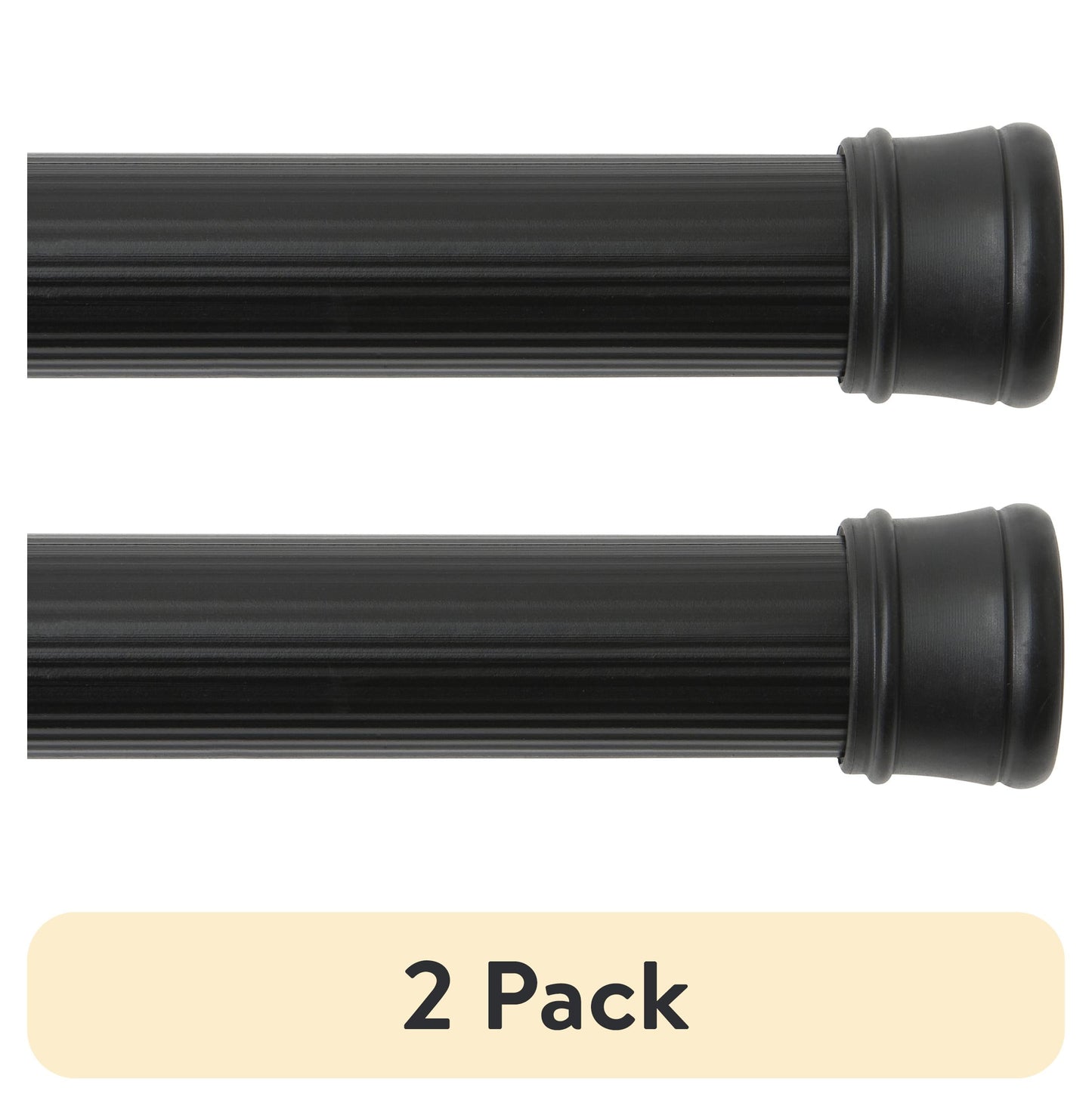(2 pack) Kenney Twist & Fit No Tools Rust-Resistant Coated Steel Adjustable Spring Tension Utility Rod, 42-72", Black