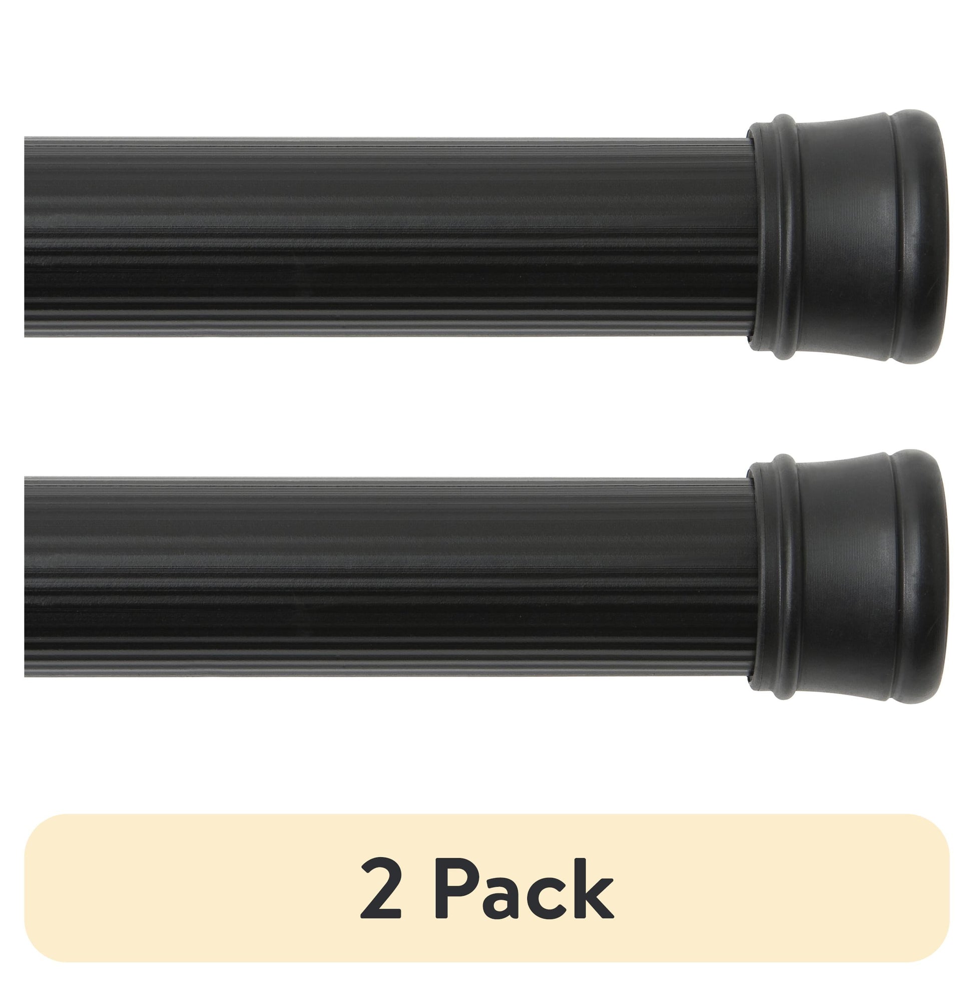 (2 pack) Kenney Twist & Fit No Tools Rust-Resistant Coated Steel Adjustable Spring Tension Utility Rod, 42-72", Black