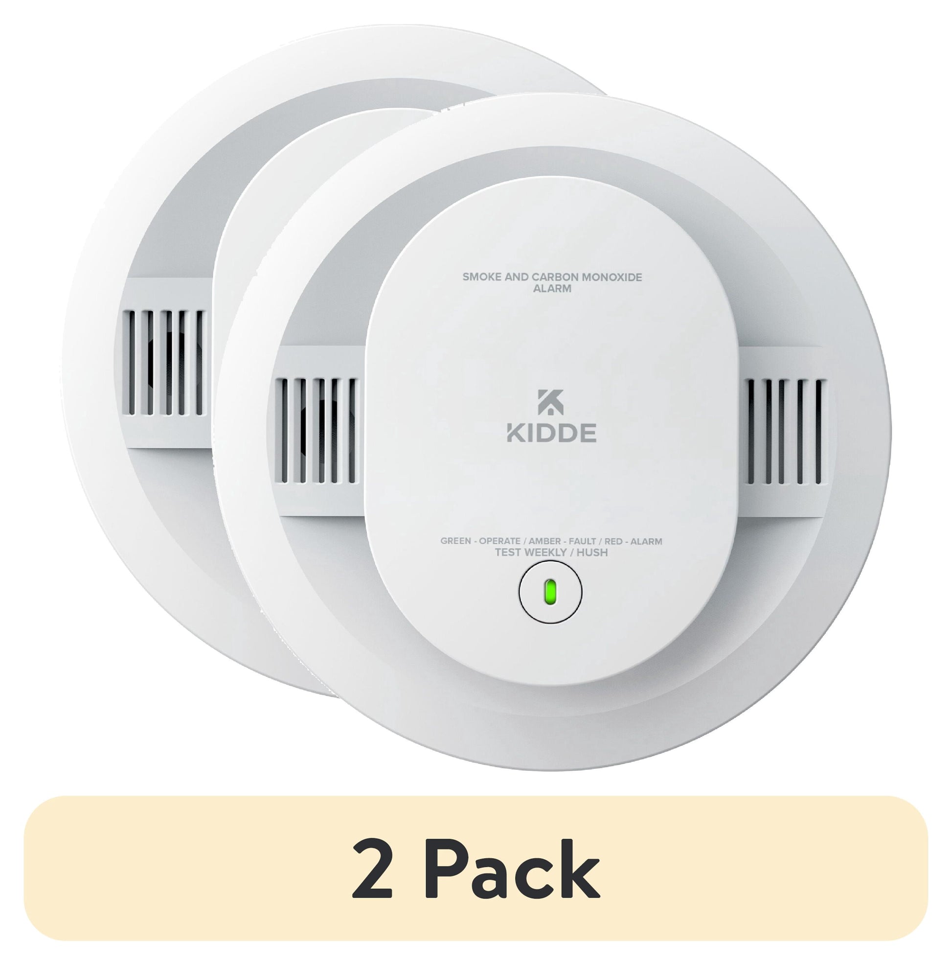 (2 pack) Kidde Battery-Operated Combination Smoke & Carbon Monoxide Detector, Batteries Included