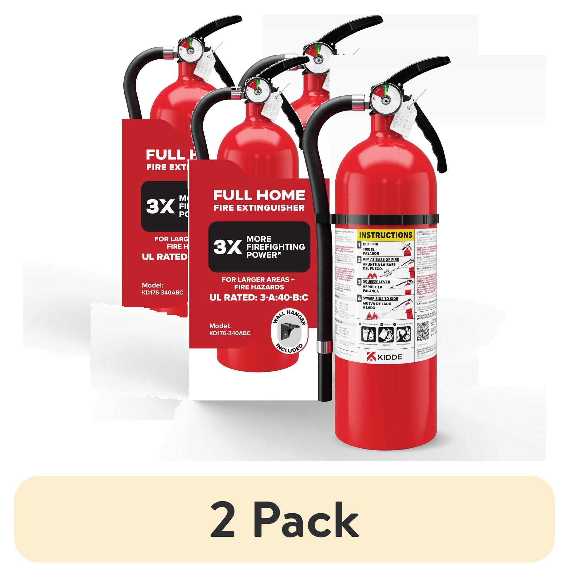 (2 pack) Kidde Multipurpose Fire Extinguisher for Home, Residential 3A40BC