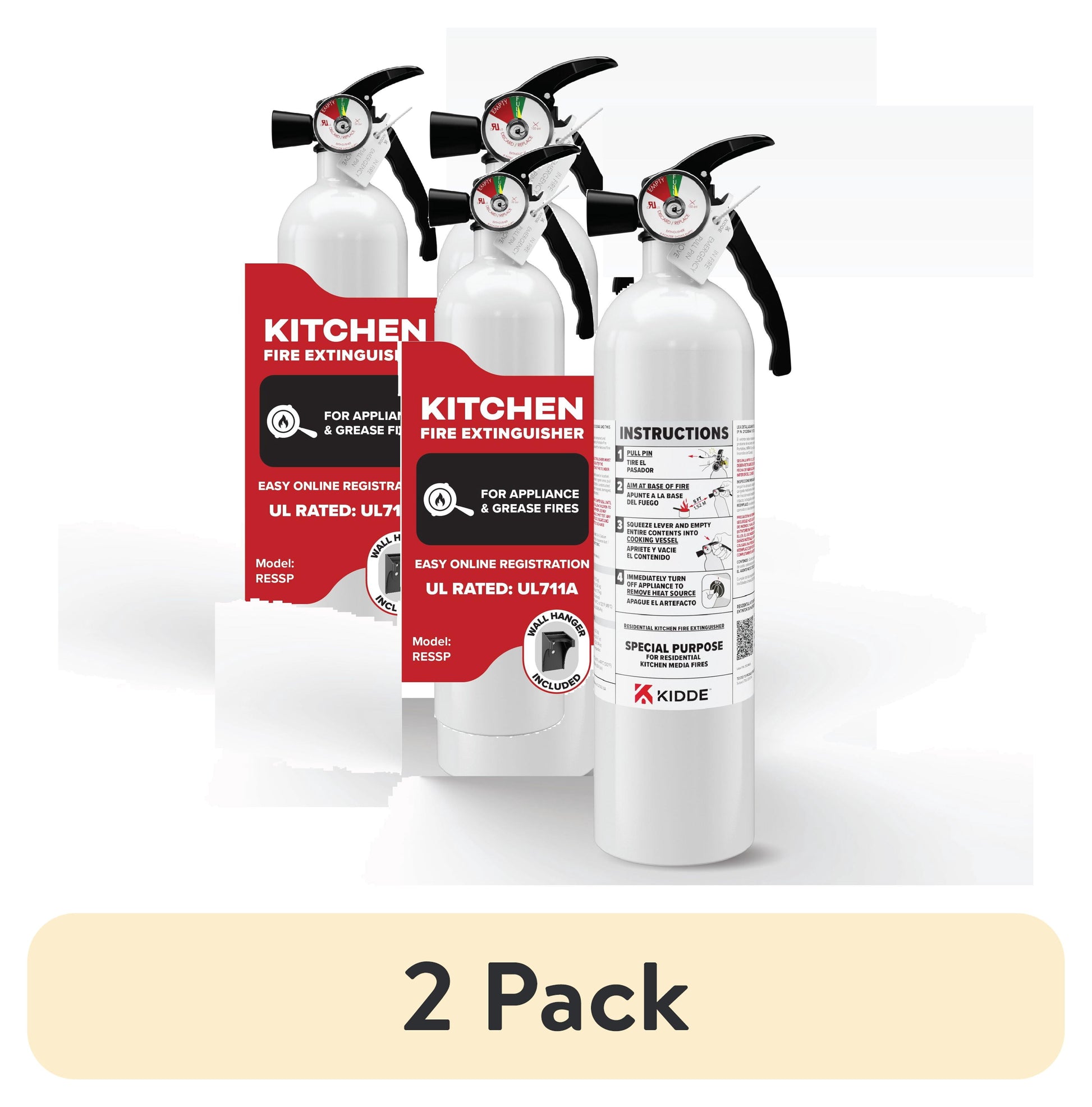 (2 pack) Kidde Fire Extinguisher for Kitchen, Residential, Single-Use, 711A