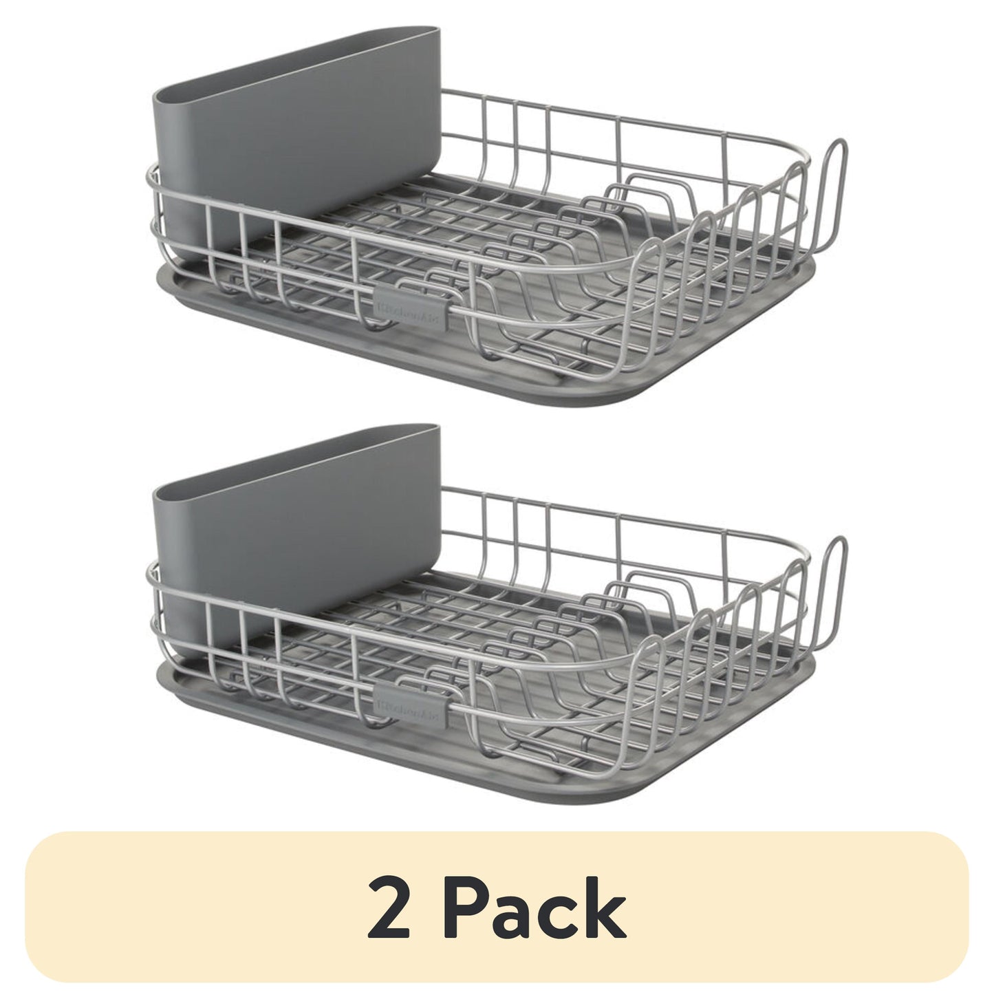 (2 pack) KitchenAid Low Profile Metal Stacking Dish Drying Rack, Charcoal Gray