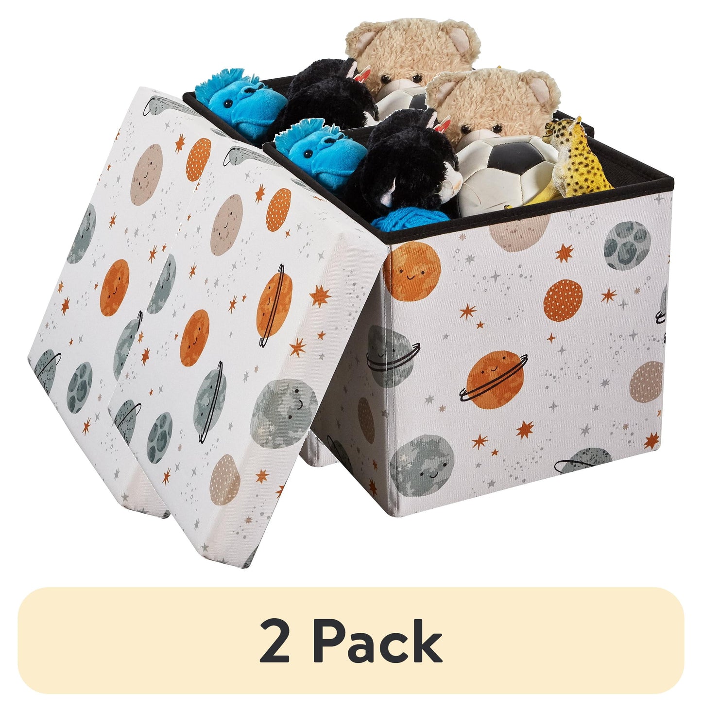 Kvell Kids Collapsible Toy Storage Bin with Rainbow and Heart Design, 15-inch