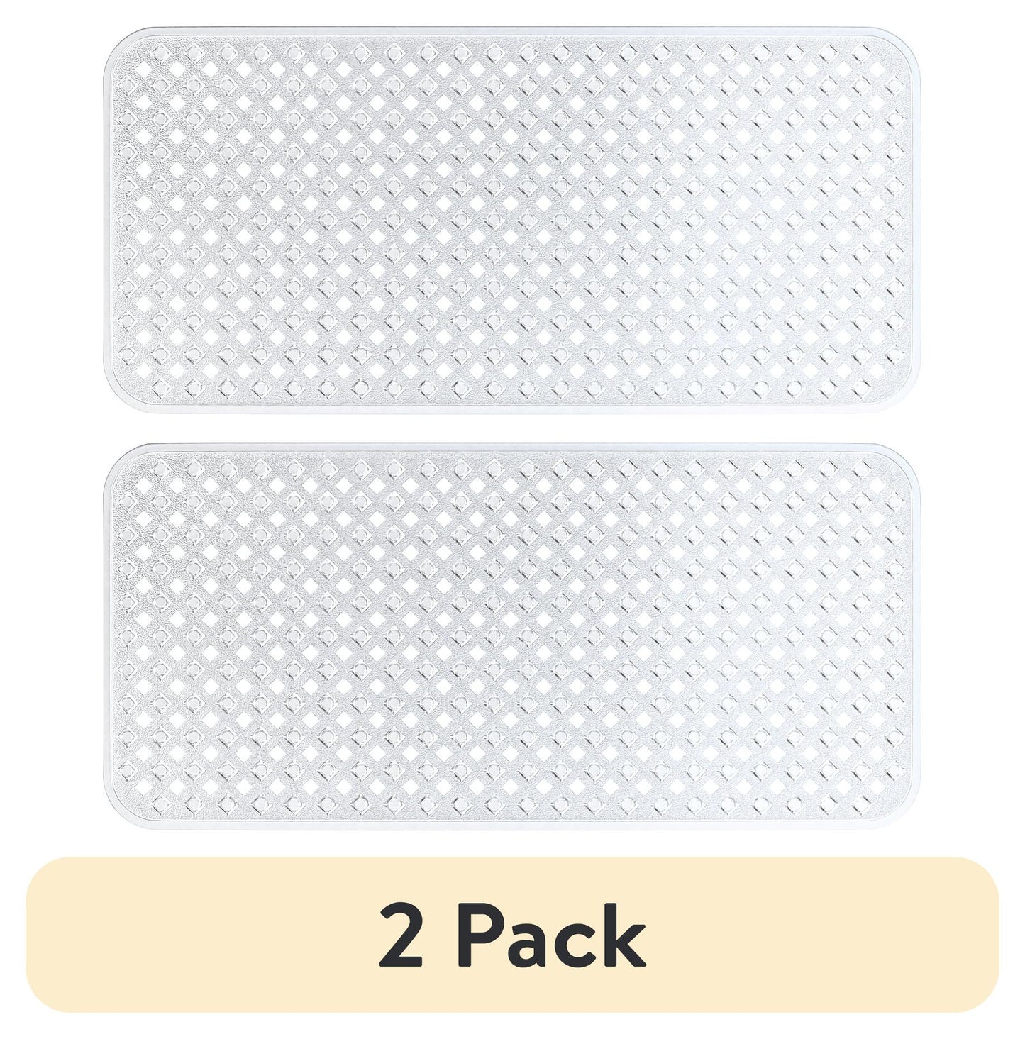 (2 pack) LammaLoe Bathtub Shower Mat, Long 35"x16" Non-Slip Bath Mat for Tub with Suction Cups and Drainage Holes, Clear