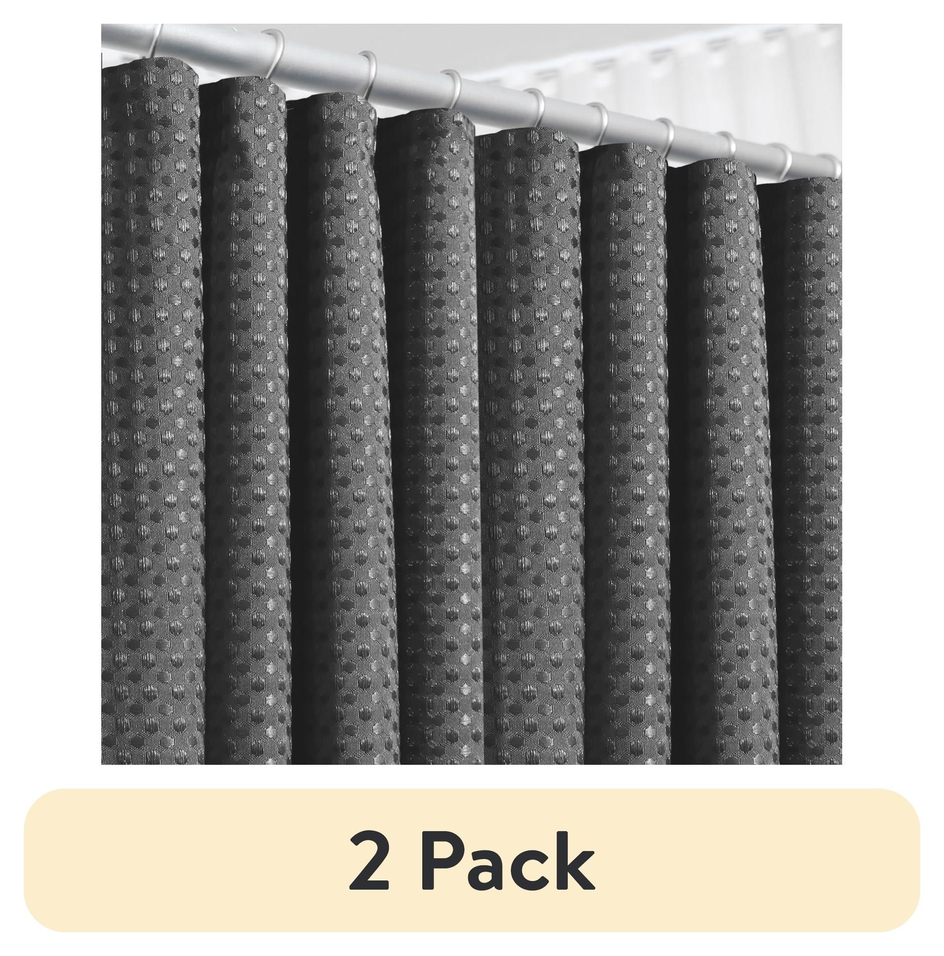 (2 pack) LammaLoe Gray Shower Curtains, Waffle Weave Heavy Duty Fabric Shower Curtain, 72â€ x 72" Hotel Luxury 256 GSM Bathroom Curtains