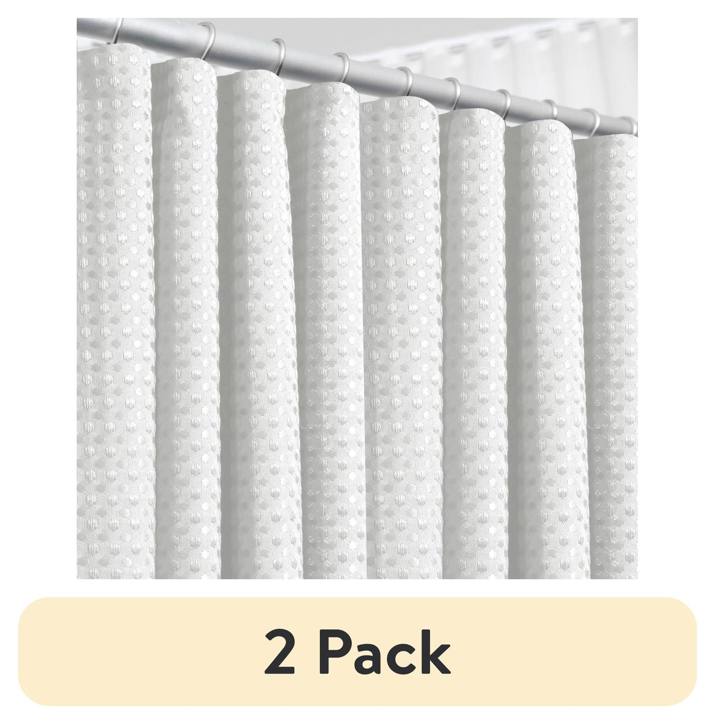 (2 pack) LammaLoe White Shower Curtains, Waffle Weave Heavy Duty Fabric Shower Curtain, 72â€ x 72" Hotel Luxury 256 GSM Bathroom Curtains