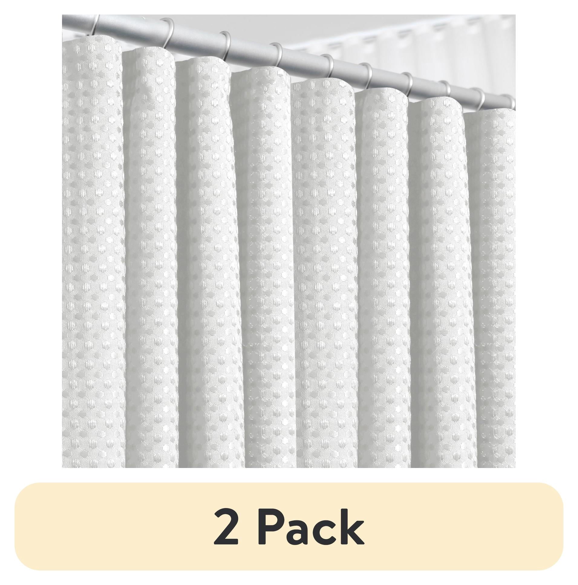 (2 pack) LammaLoe White Shower Curtains, Waffle Weave Heavy Duty Fabric Shower Curtain, 72â€ x 72" Hotel Luxury 256 GSM Bathroom Curtains