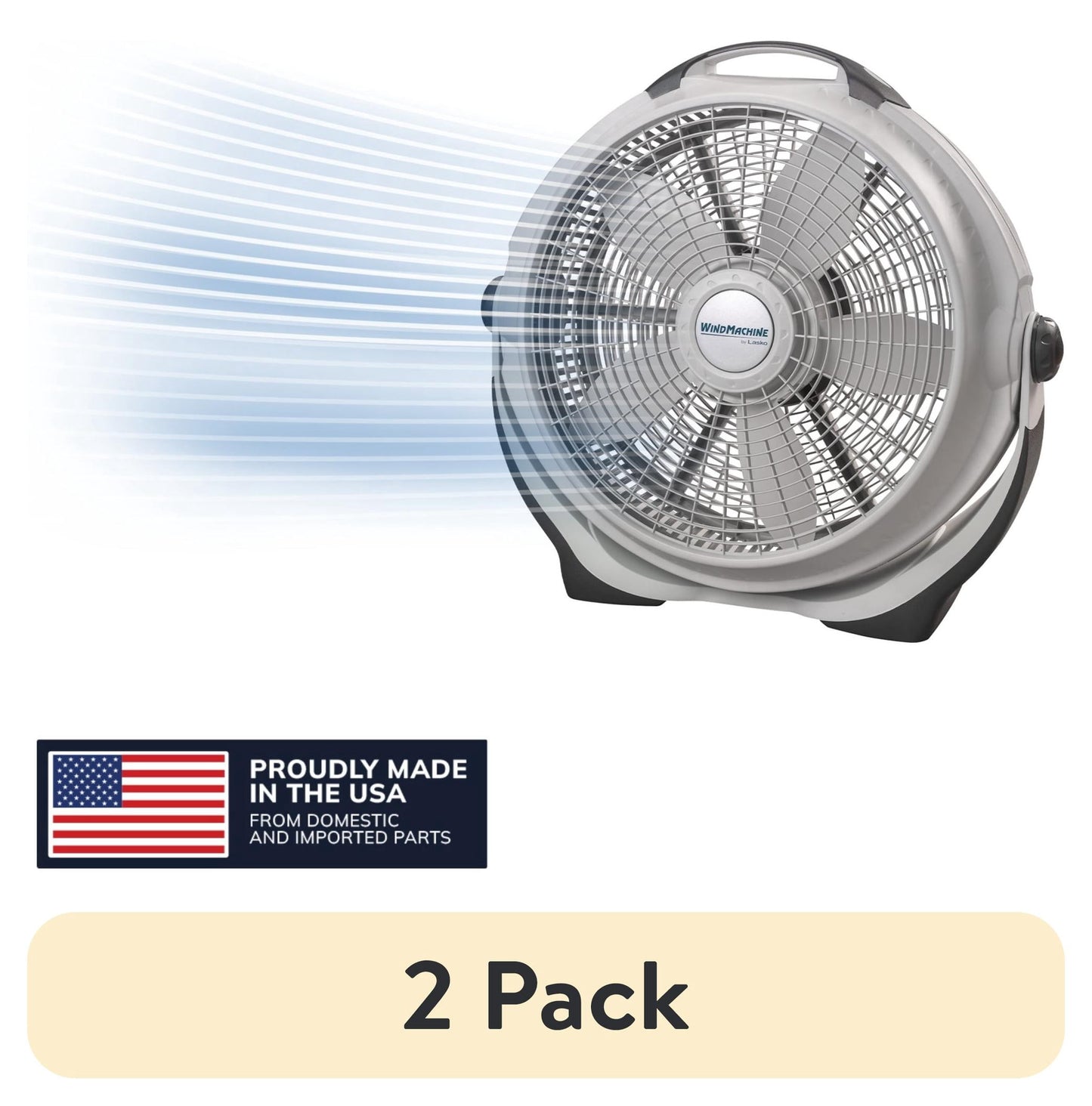 (2 pack) Lasko WindMachine 20" Large Floor Fan with Pivoting Head for Whole Room Cooling, 3-Speed  High Performance Air Circulator Fan, Gray, A20301
