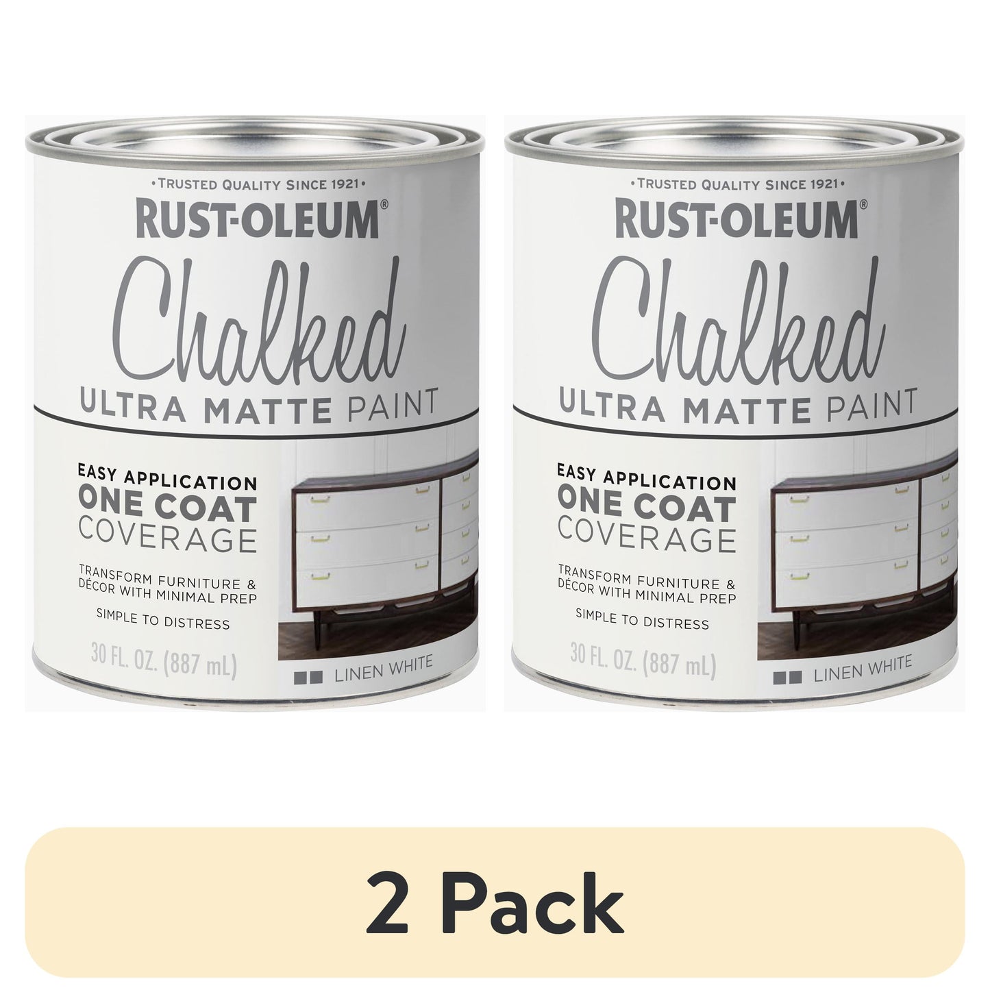 (2 pack) Blanco Lino, Rust-Oleum Chalked Pintura Ultra Mate, Cuarto
