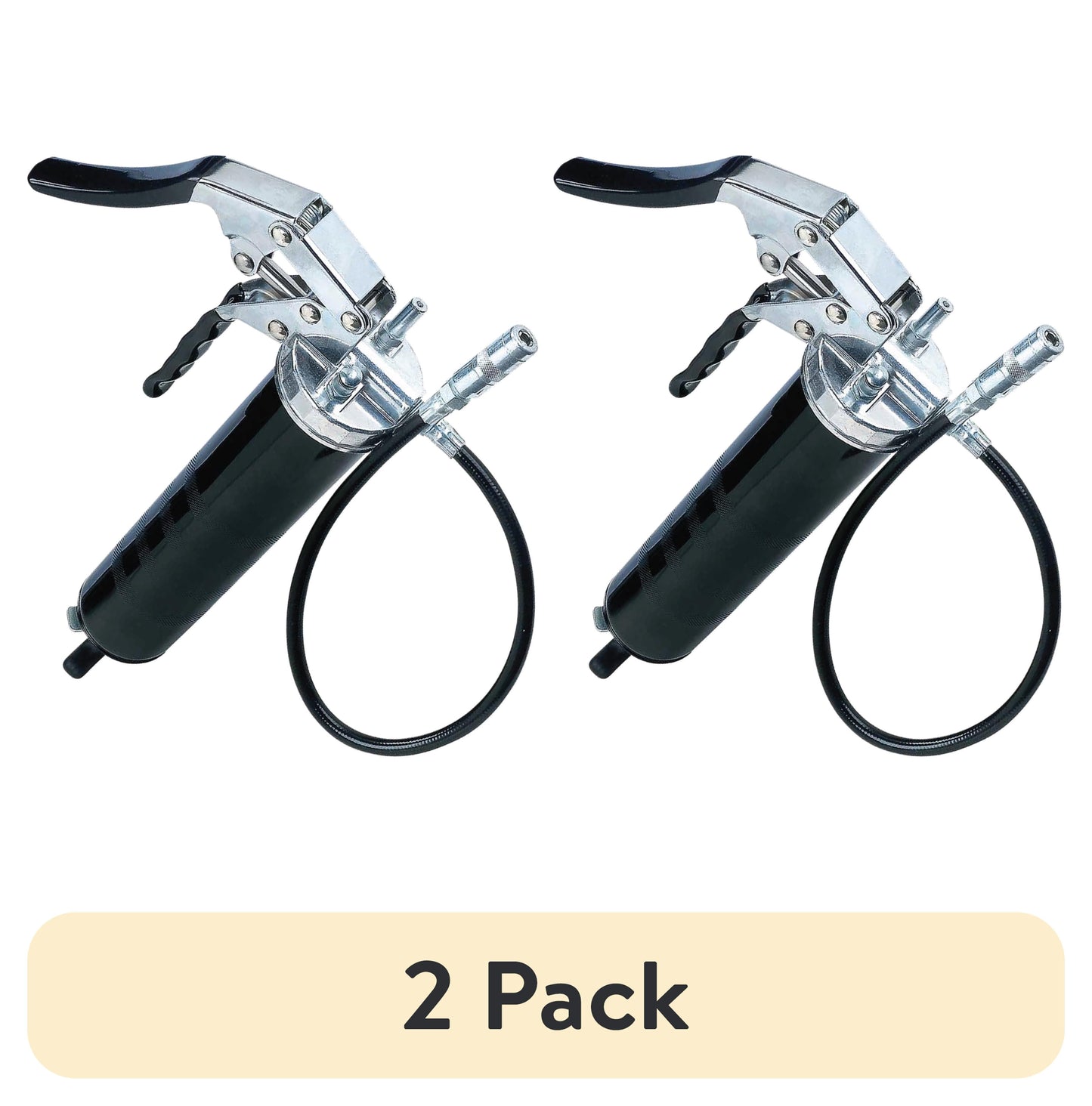 (2 pack) Lumax Heavy-Duty Pistol Grease Gun with 18" Flex Hose