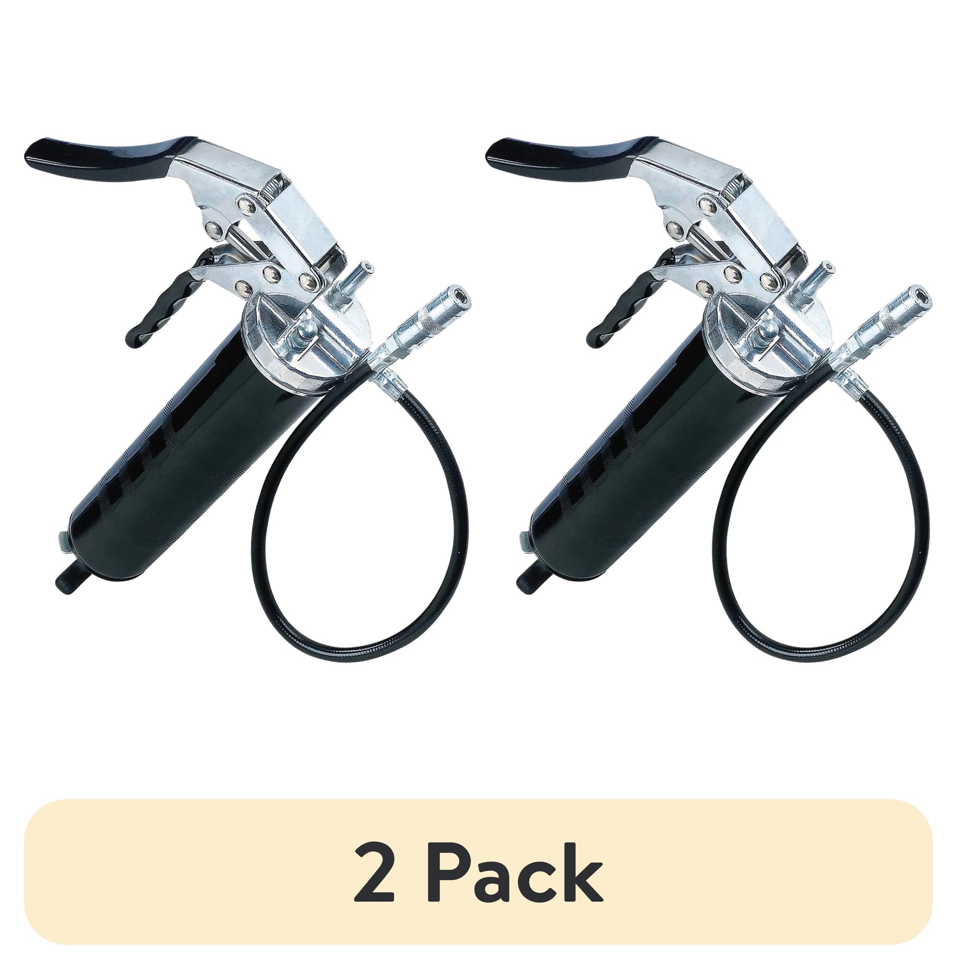 (2 pack) Lumax Heavy-Duty Pistol Grease Gun with 18" Flex Hose