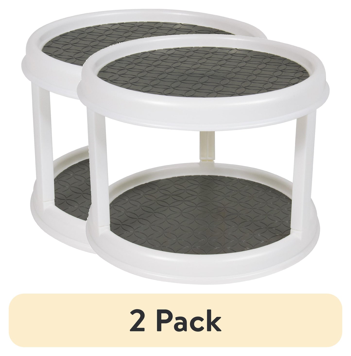 (2 pack) Mainstays 2-Tier Plastic Lazy Susan Turntable Organizer, Rotating Spice Rack for Kitchen Cabinet, Pantry and Countertop Organization