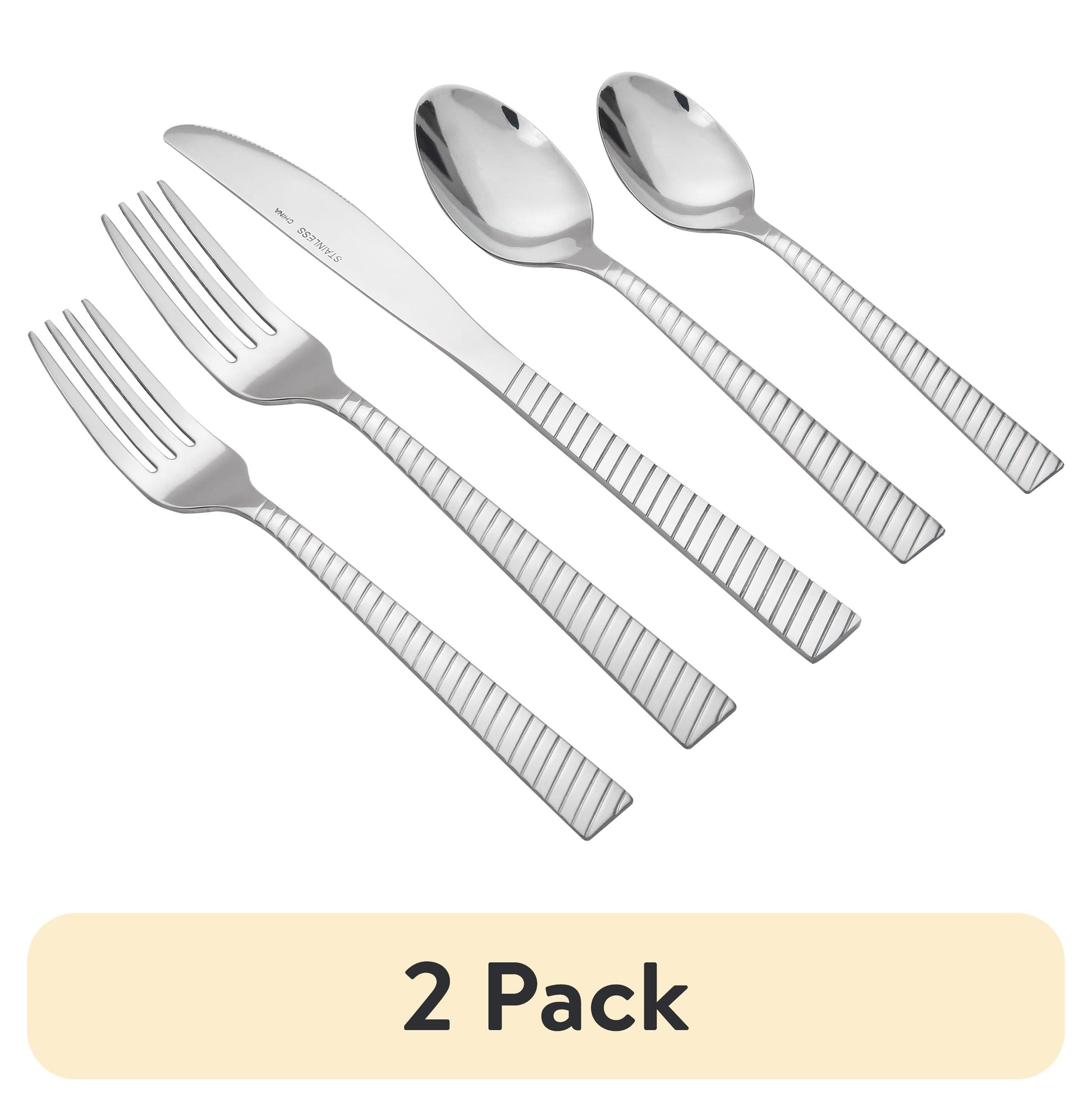 (2 pack) Mainstays 20 Piece Nalla Stainless Steel Flatware Set, Silver, Service for 4