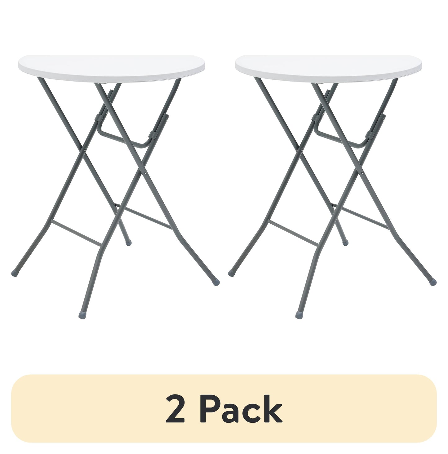 (2 pack) Mainstays 31" Round High-Top Cocktail Folding Table, White