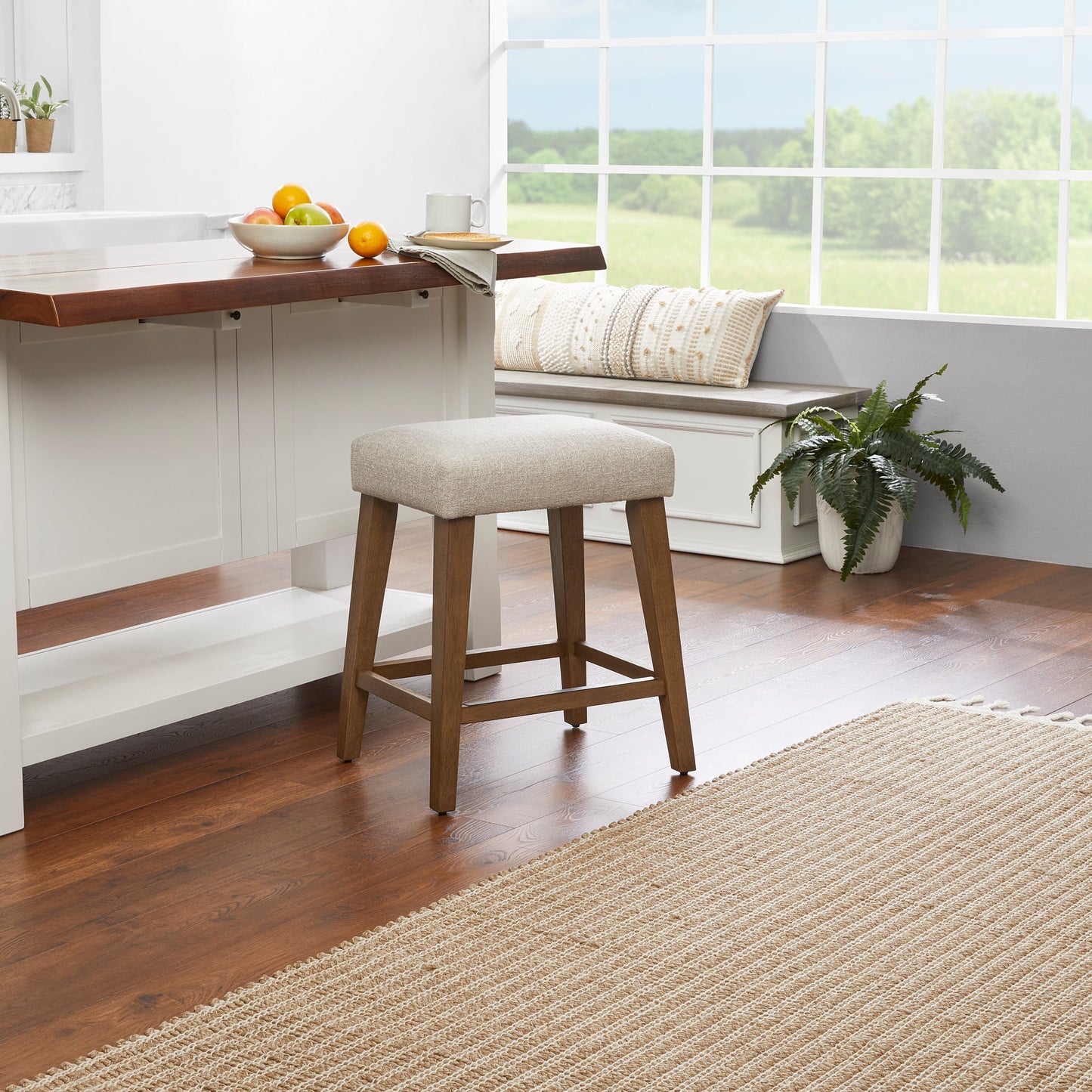 (2 pack) Mainstays Backless Upholstered Counter Stool, Nathan Sand