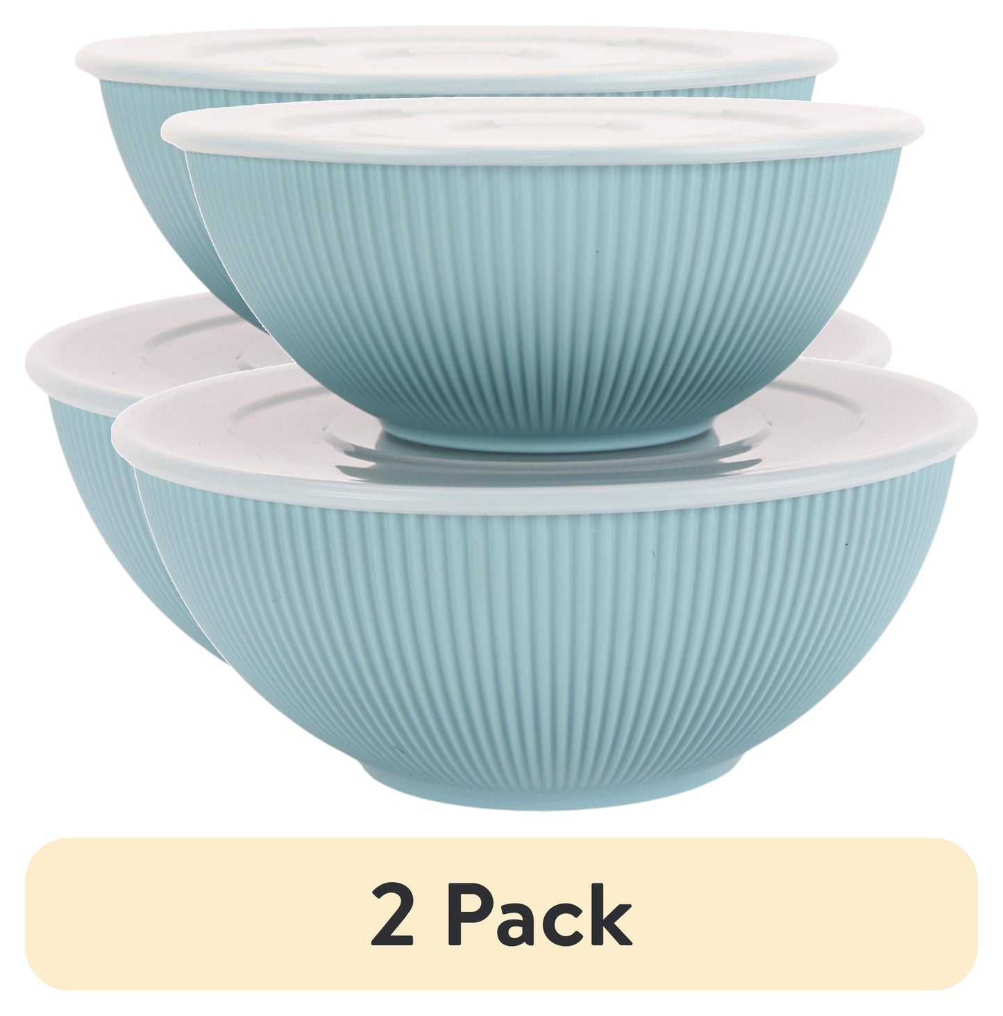 (2 pack) Mainstays Blue 4-Piece Eco-Friendly Recycled Plastic Serve Bowl Set