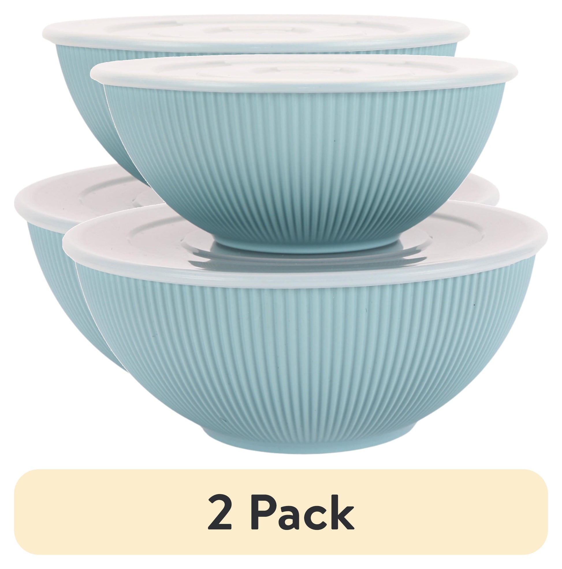 (2 pack) Mainstays Blue 4-Piece Eco-Friendly Recycled Plastic Serve Bowl Set