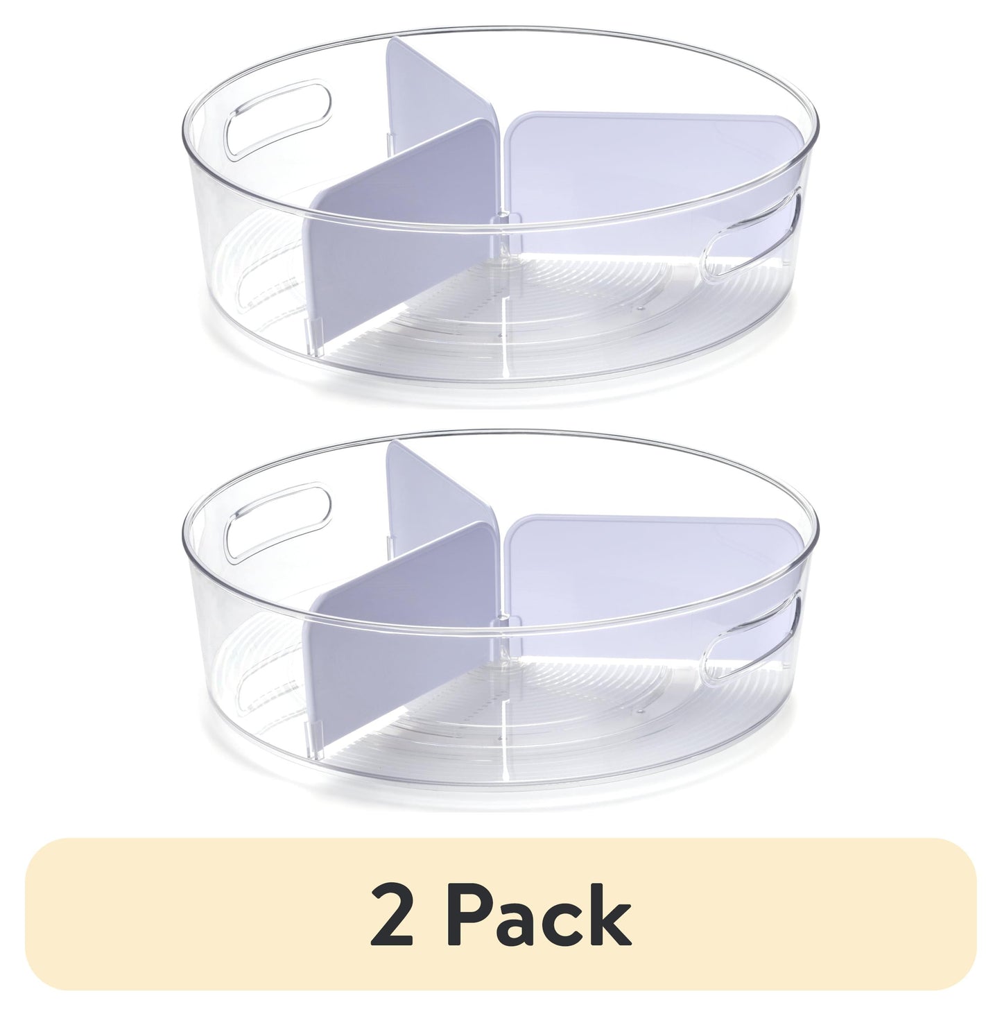(2 pack) Mainstays Plato Giratorio Perezoso Susan Transparente con Divisores Removibles