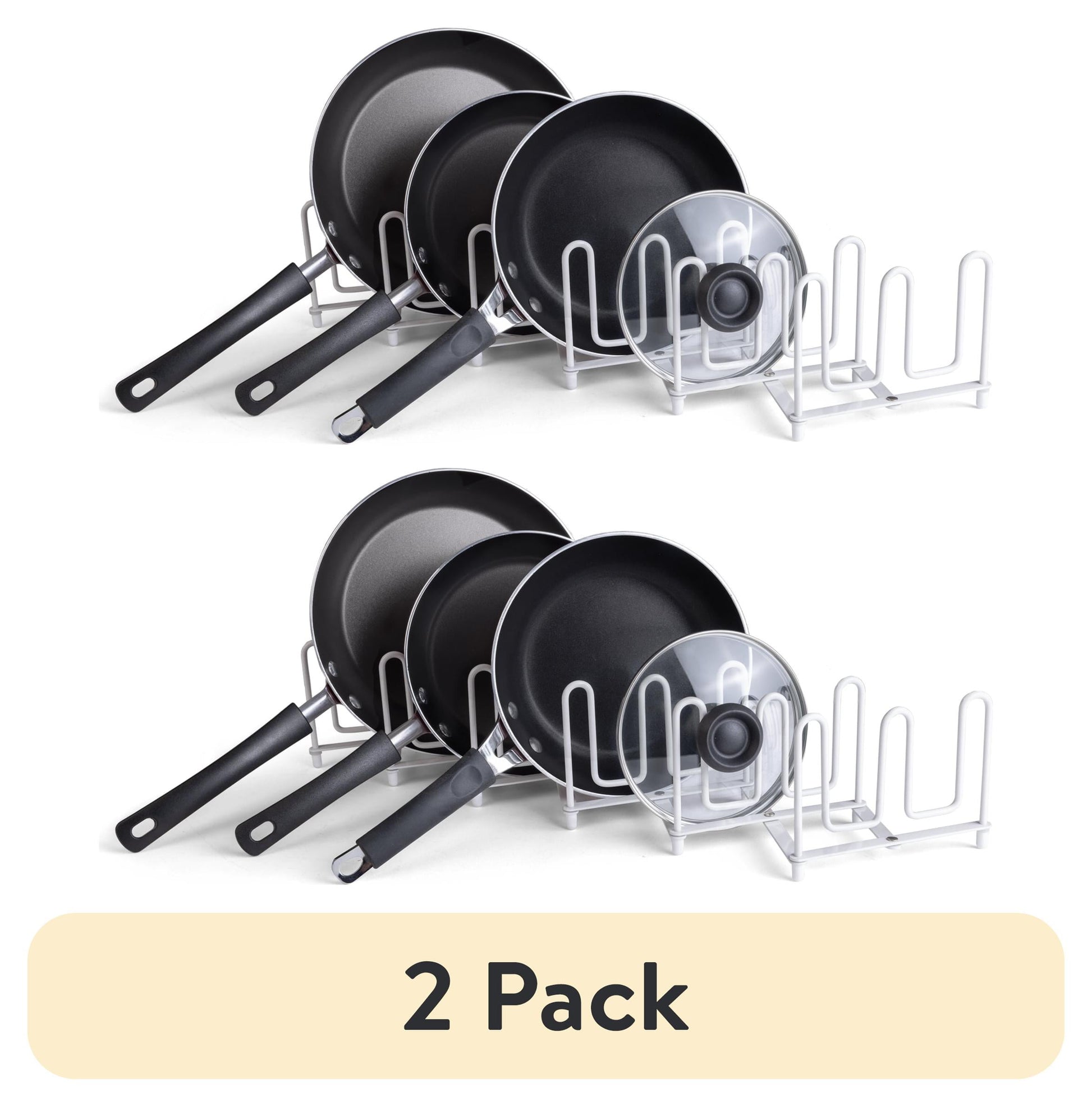 (2 pack) Mainstays Expandable Pan & Lid Organizer, White