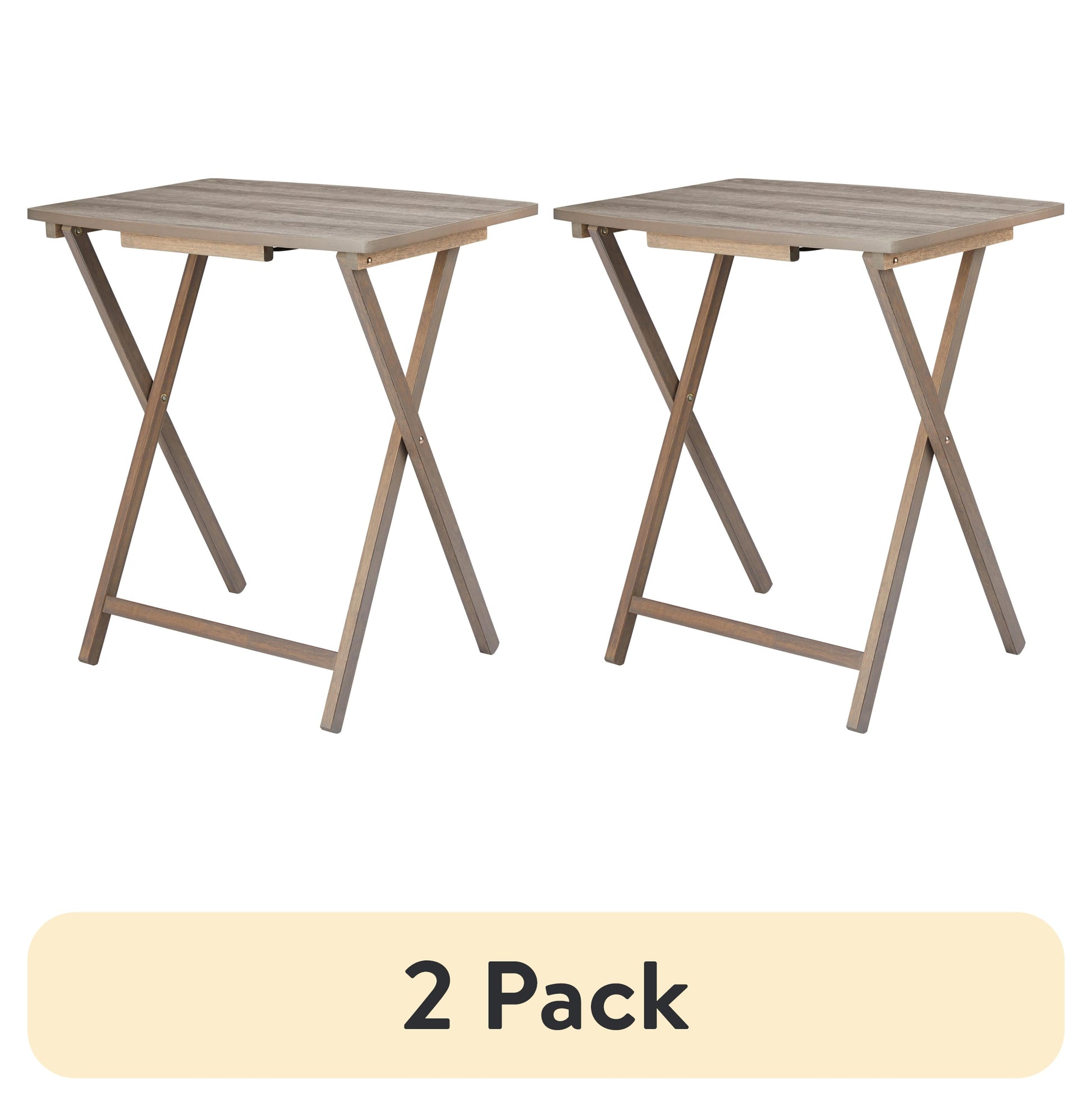 Mainstays XL Oversized Rubberwood Folding TV Tray Table, Rustic Gray