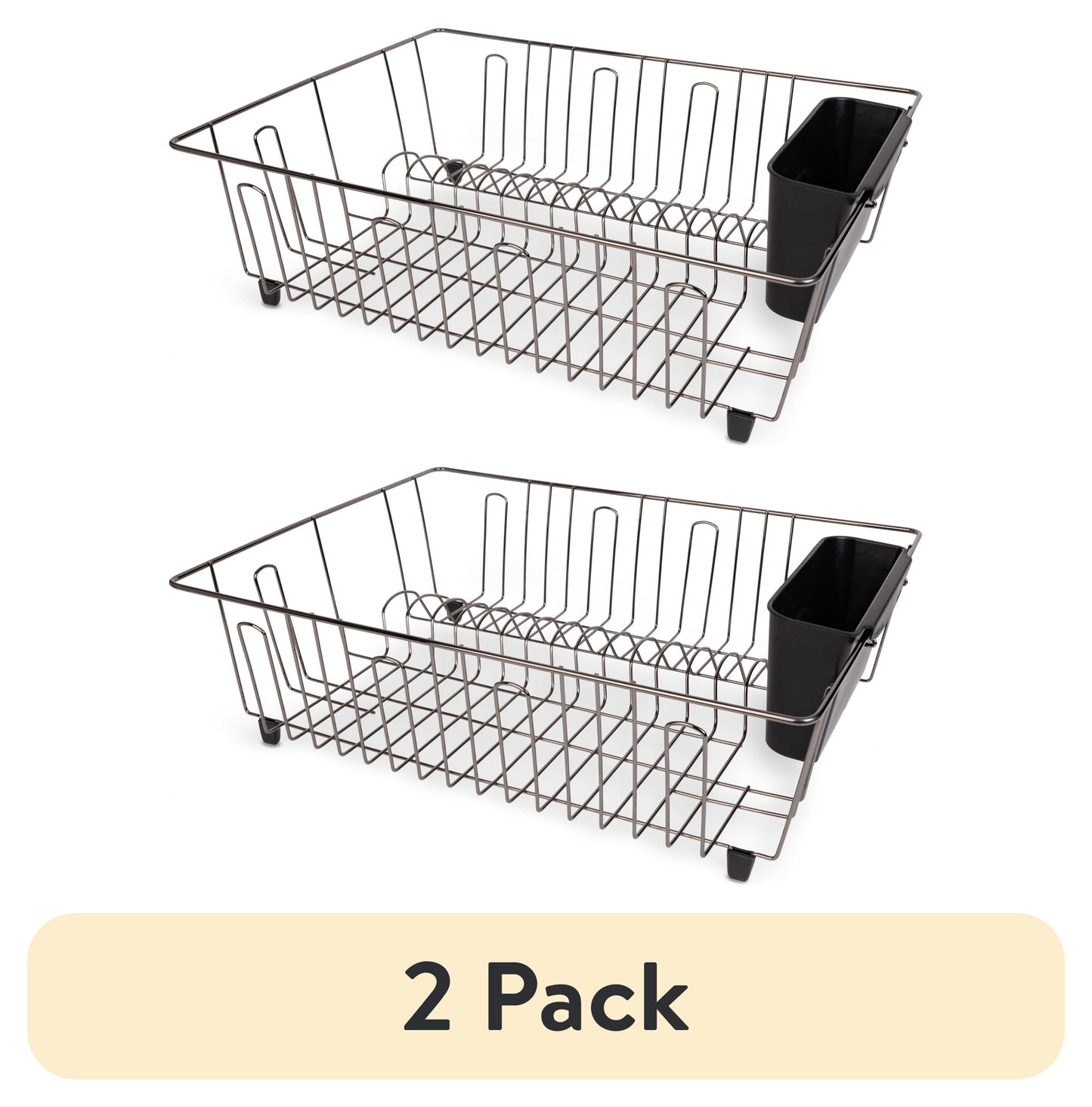 (2 pack) Mainstays Large Wire Dish Rack Black/Chrome - 17.5" x 13.75" x 5.5"