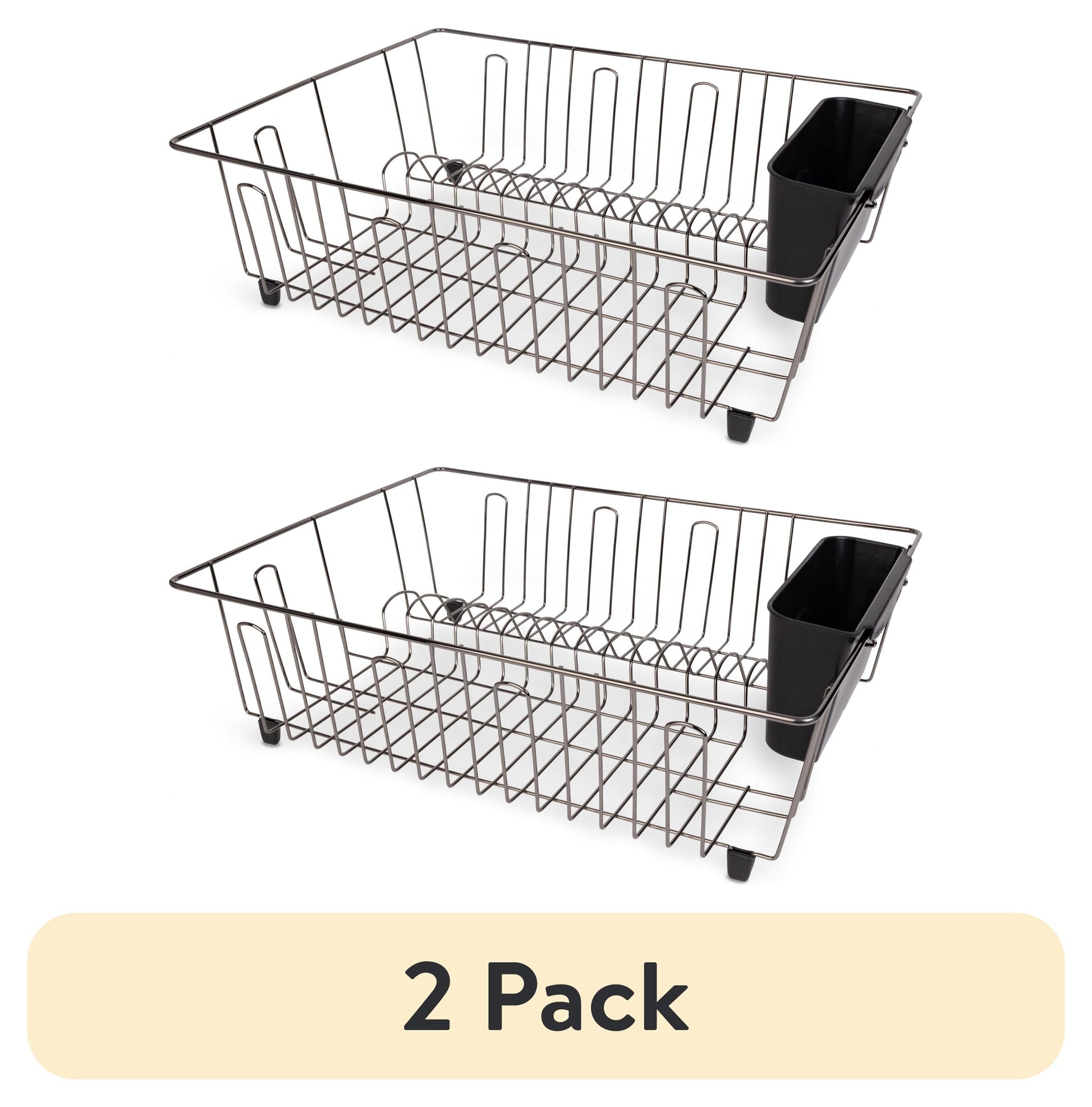 (2 pack) Mainstays Large Wire Dish Rack Black/Chrome - 17.5" x 13.75" x 5.5"