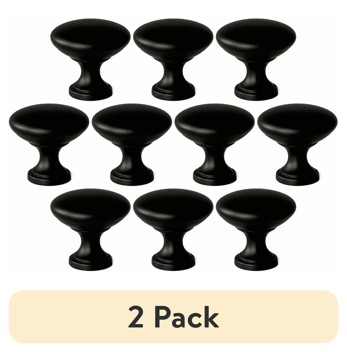 (2 pack) Mainstays Matte Black Round Mushroom Knob, Steel, 10 Pack