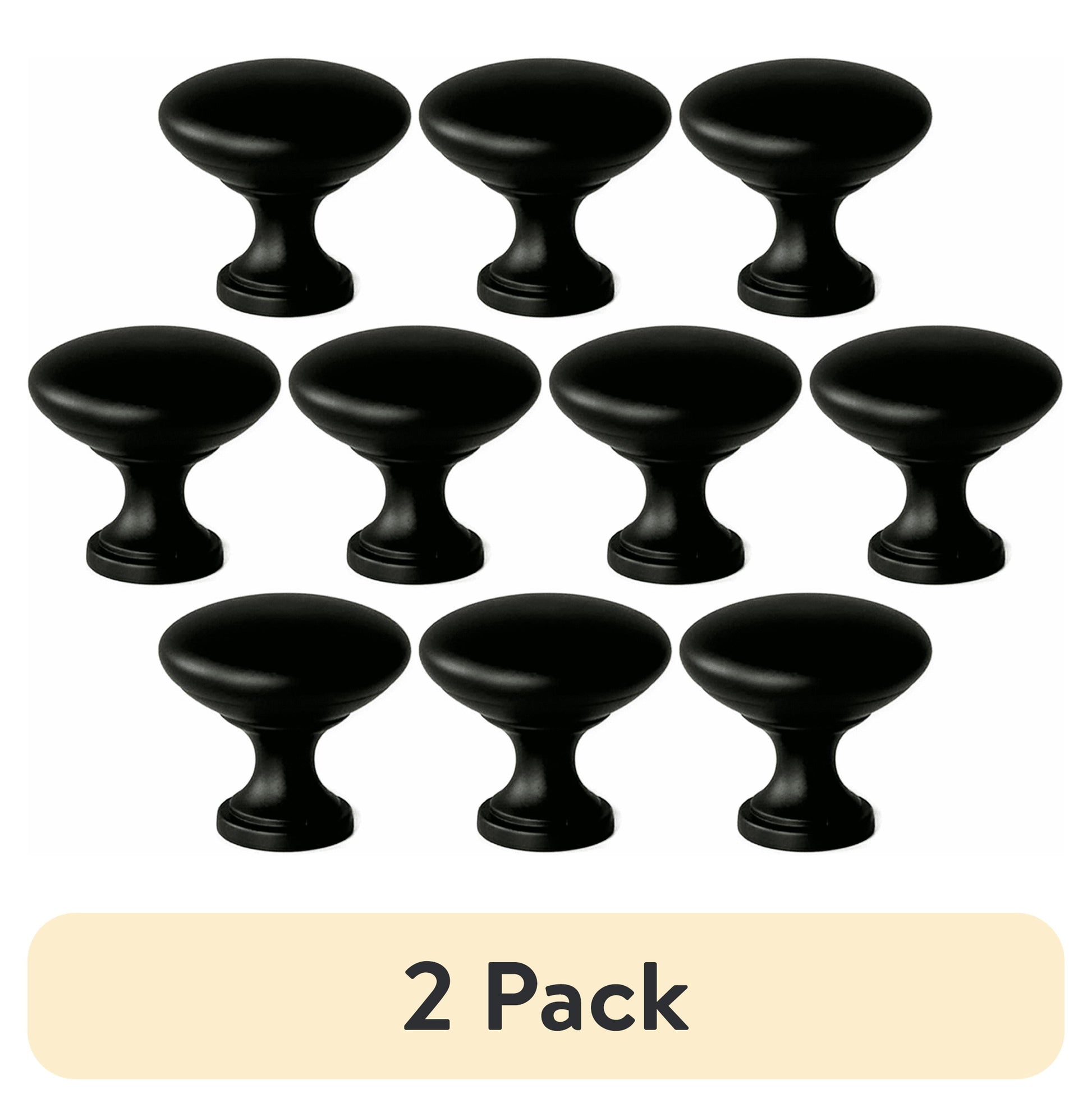 (2 pack) Mainstays Matte Black Round Mushroom Knob, Steel, 10 Pack