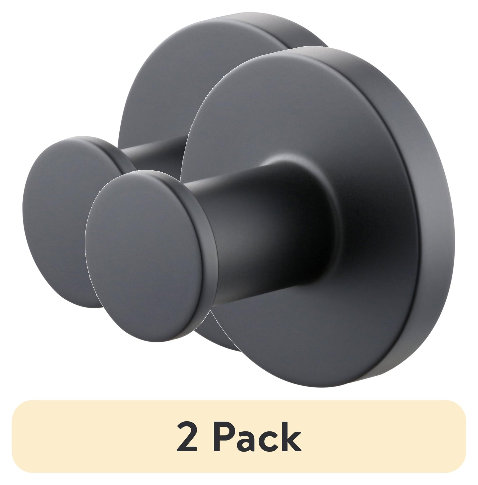 (2 pack) Mainstays Modern Round Robe Hook in Matte Black, 2 Pack