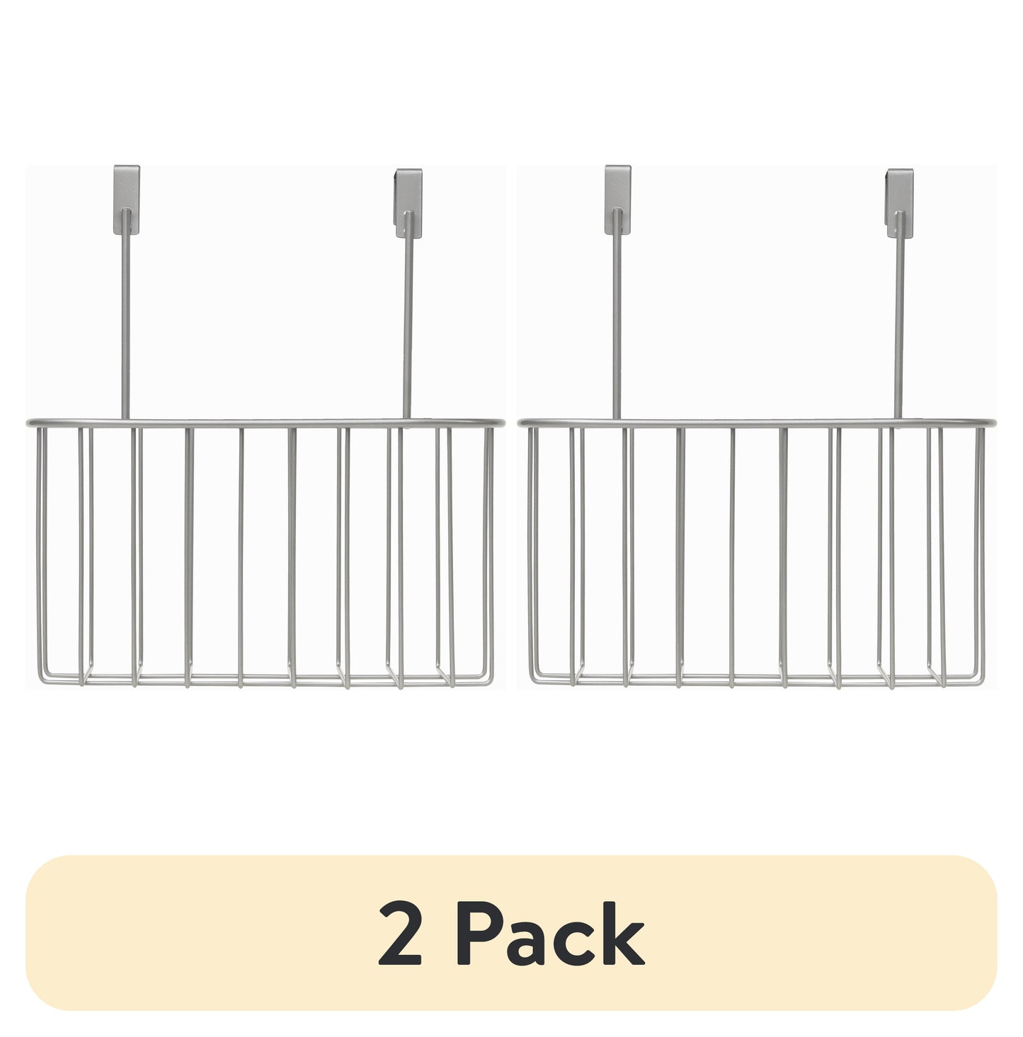 (2 pack) Mainstays Over the Cabinet Organization Basket, Satin Nickel (10.24" x 11.26" x 6.26")